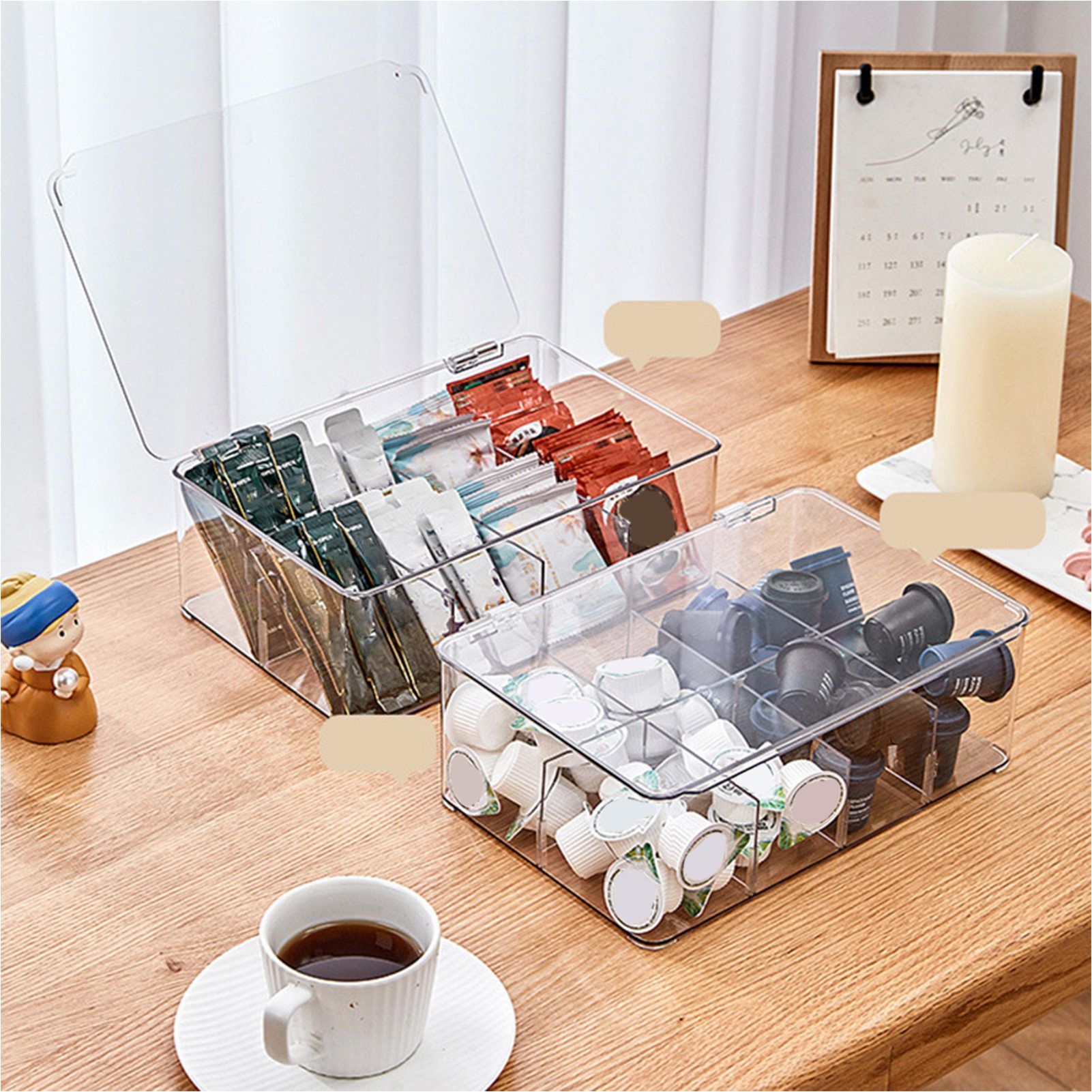 Coffee Condiment Organizer PET Detachable Transparency Baffle Tea Bag Packet Organizers for Coffee Tea Sock Storage โ image 5