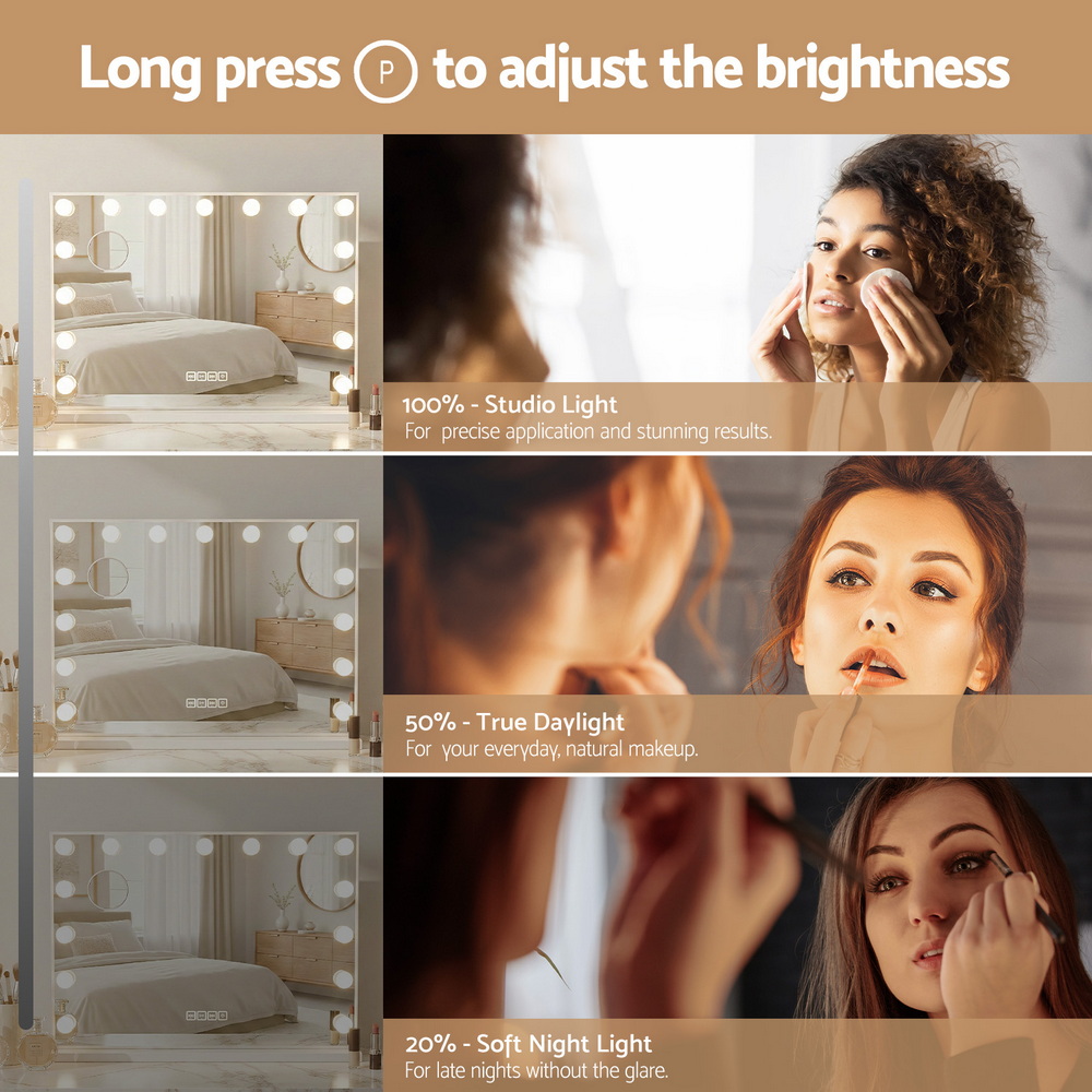 Embellir Bluetooth Makeup Mirror 80x58cm Hollywood Vanity with LED Light Wall โ image 5
