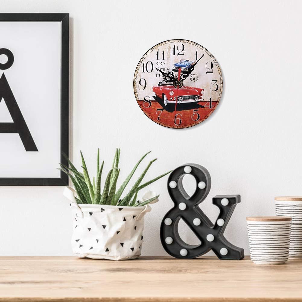 Retro Wooden Round Wall Clock,12CM 4.7" Antique Vintage Pattern Non -Ticking Silent Wall Clocks for Home Office Bar Club Decoration — image 4