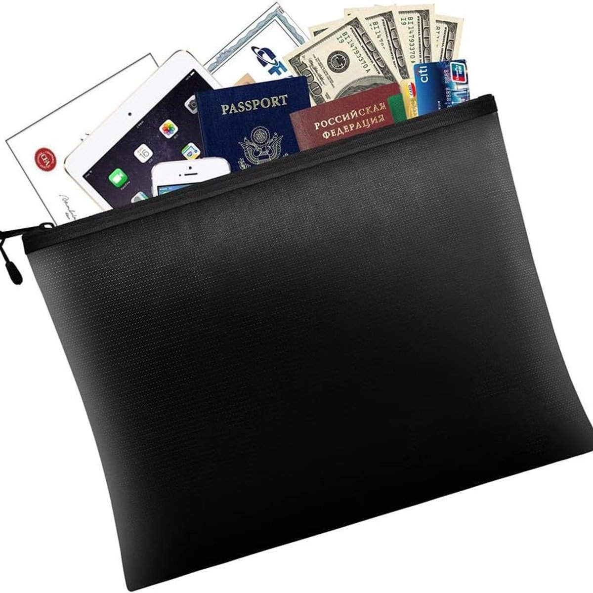 Fireproof document bag - fireproof and waterproof money bag with zipper for cash - Fireproof Document Bags - 13.4 x 9.4 Inch Waterproof and Fireproof Money Bag