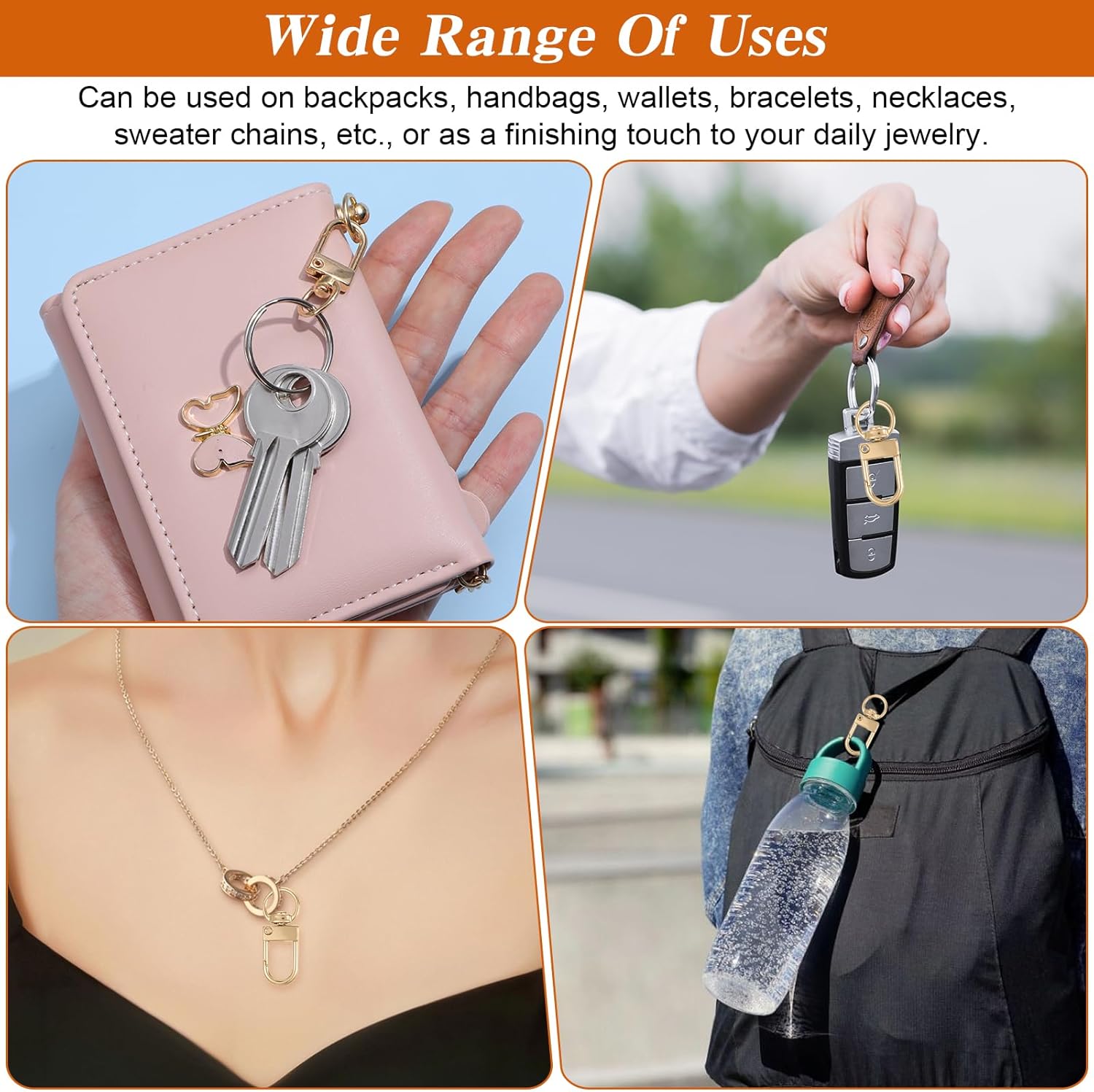 Xindojuz 30 PCS Metal Lobster Claw Clasps for Keychains and Jewelry Making, 360° Swivel Lanyards Snap Hooks Strap with Key Rings, Key Chains Connector Purses — image 4