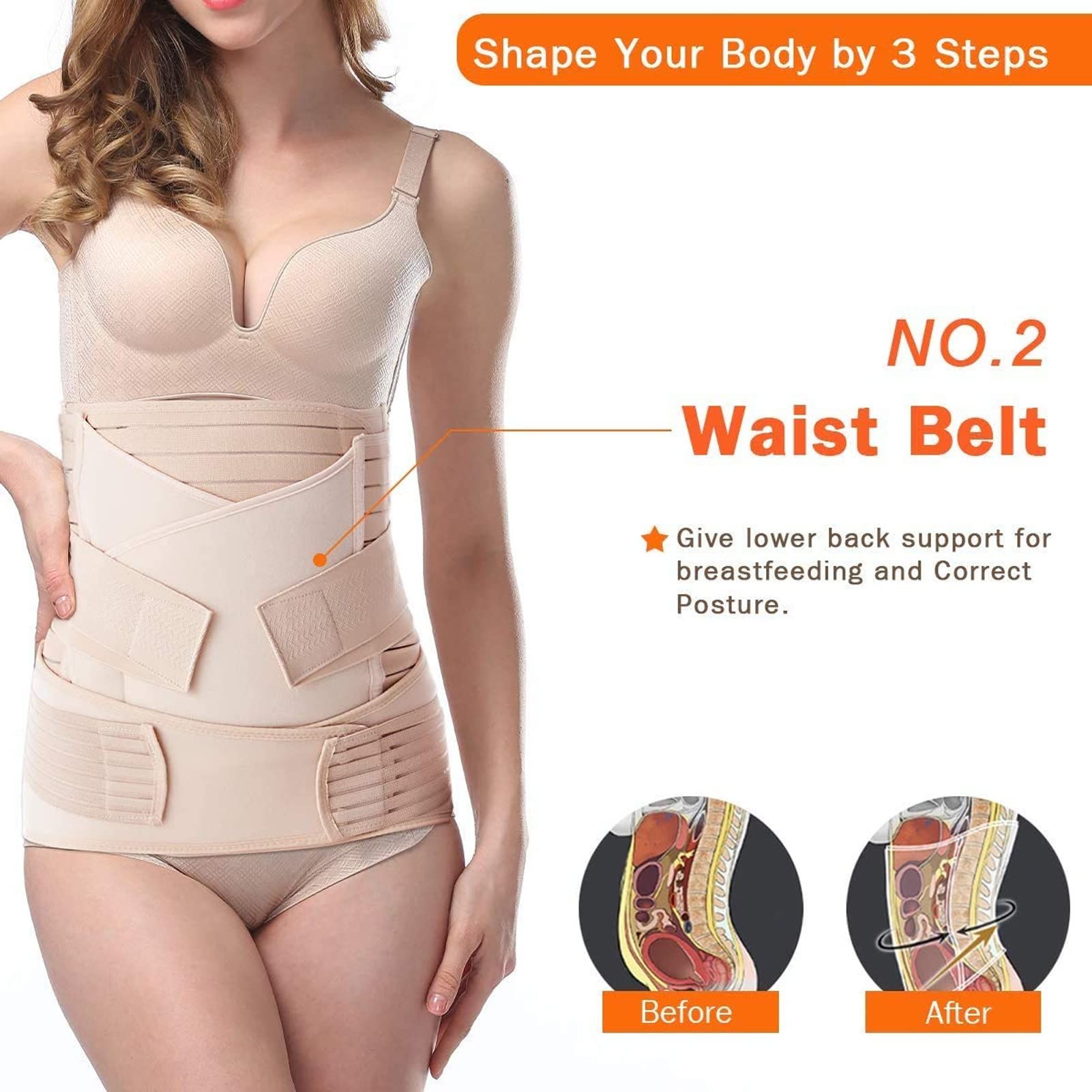 Postpartum Belly Band, Postpartum Girdle 3 in 1 C Section Belly Band Postpartum Girdle Support Recovery Belt — image 4