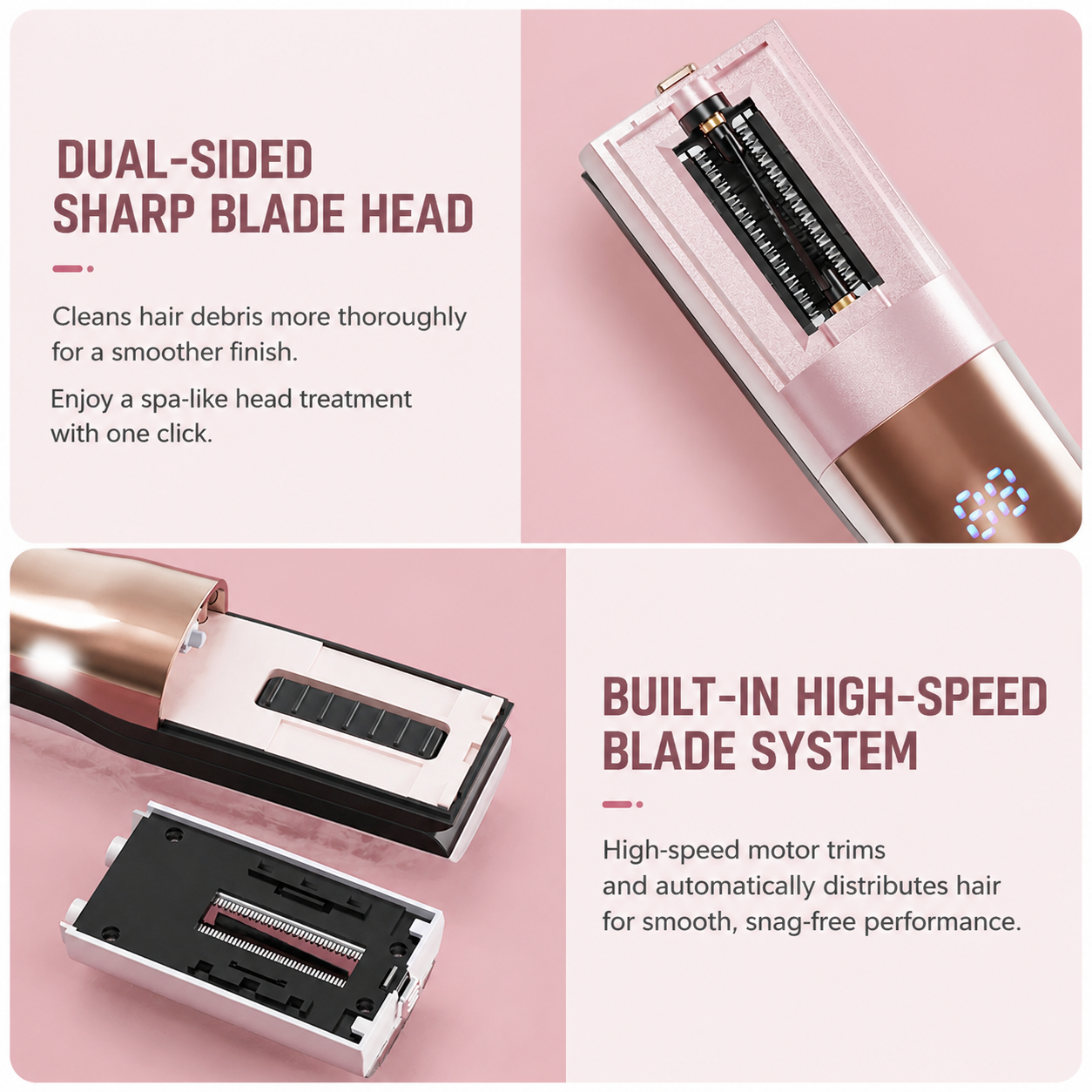 2 in 1 Black Mini Split End Hair Trimmer and Straightening Comb - Cordless USB Rechargeable Hair Cut Remover Tool with Removable Blade for Easy Hair โ image 5