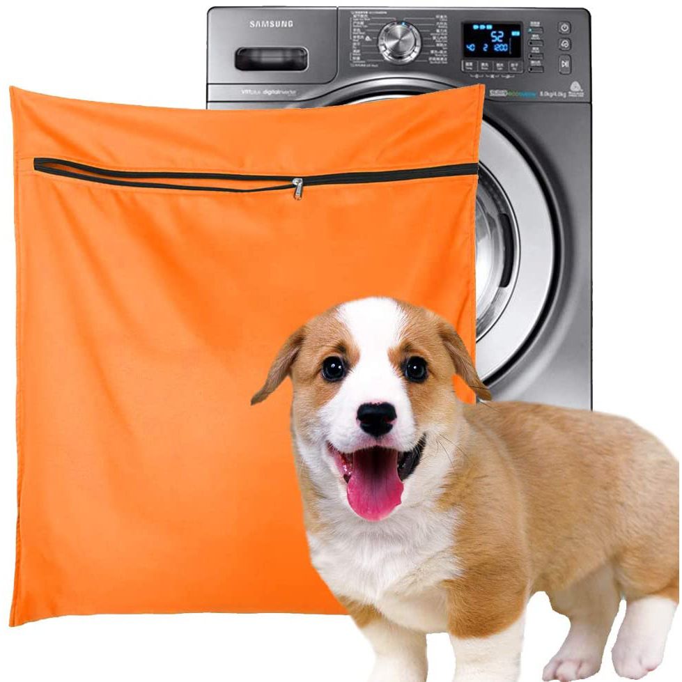 Pet Washing Bag Dog Cat Horse Hair Laundry Bag for Rug Sheet Boots Pets Laundry Helper 65x70cm Orange