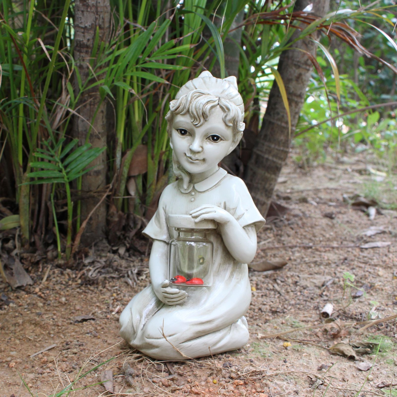 Solar Garden Statues Outdoor Garden Children Boy Girl Statue Outdoor Sculpture Decor Boys Girls For Outdoor Garden Decorative โ image 5