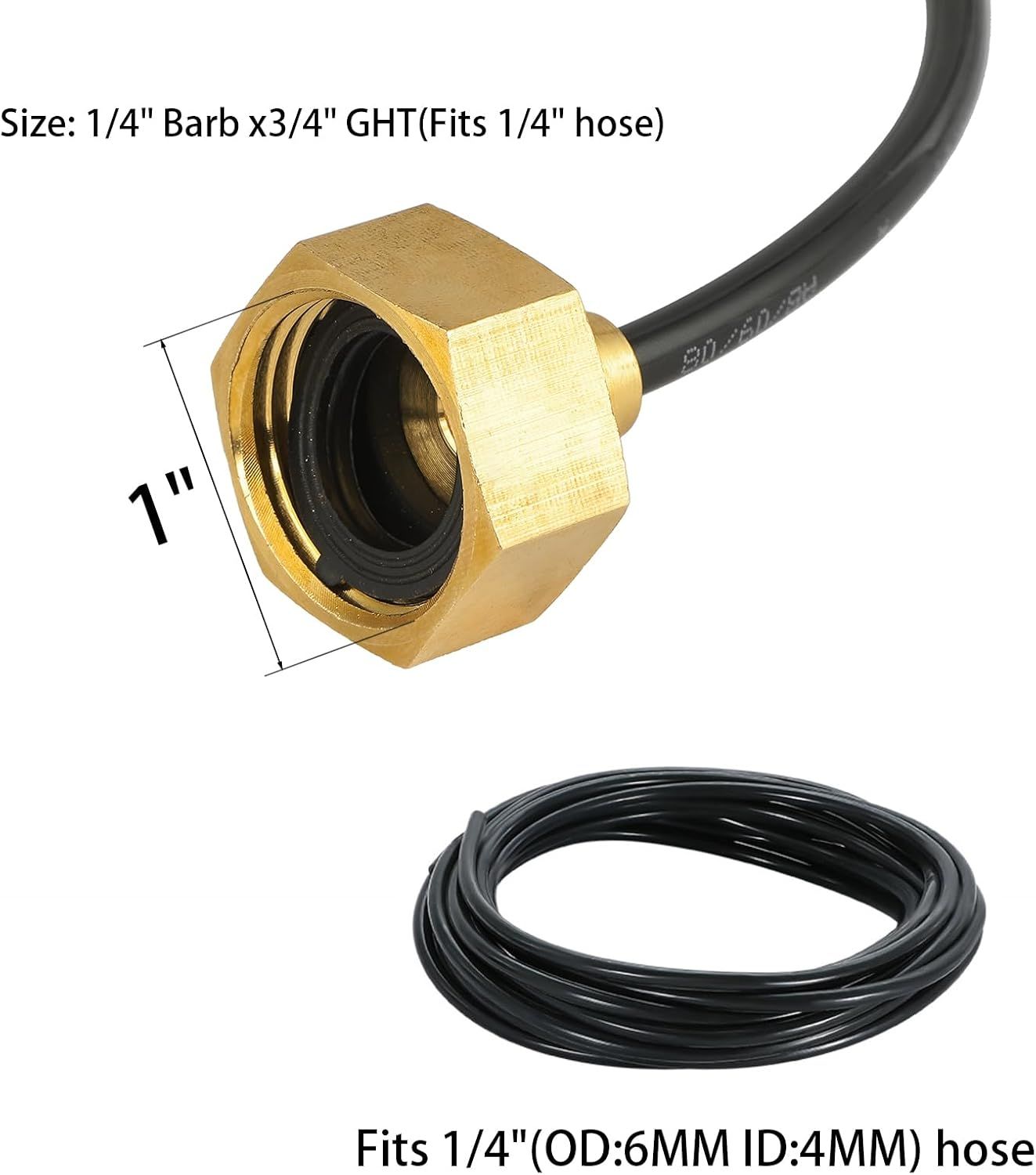 3 Pack Brass Garden Hose Adapters, 3/4 inch Female Thread to 1/4 inch Irrigation Tubing Connectors for Drip Systems and Misting Hoses — image 2