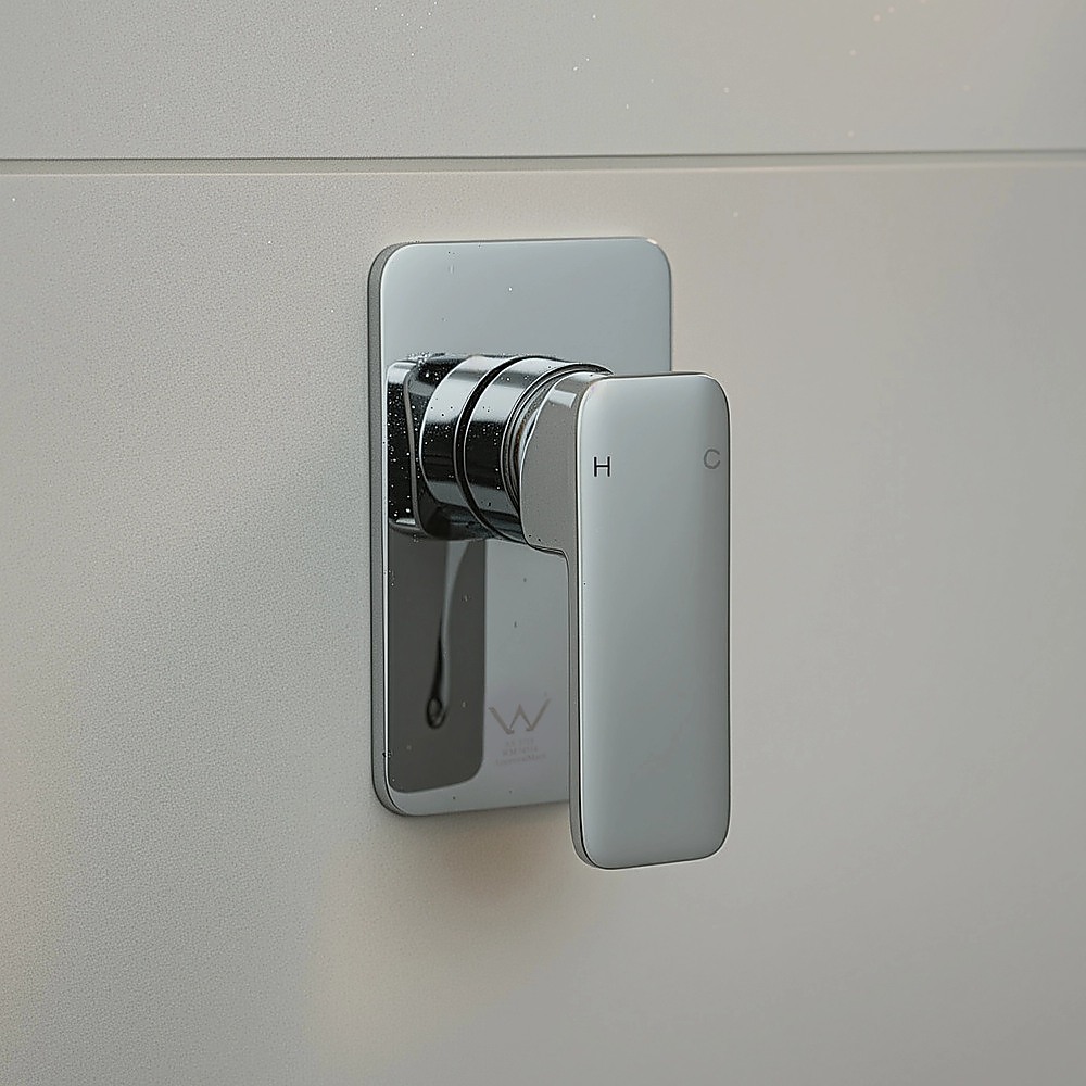 Single Square Shower Bath Mixer Tap Bathroom WATERMARK Approved in Chrome โ image 2