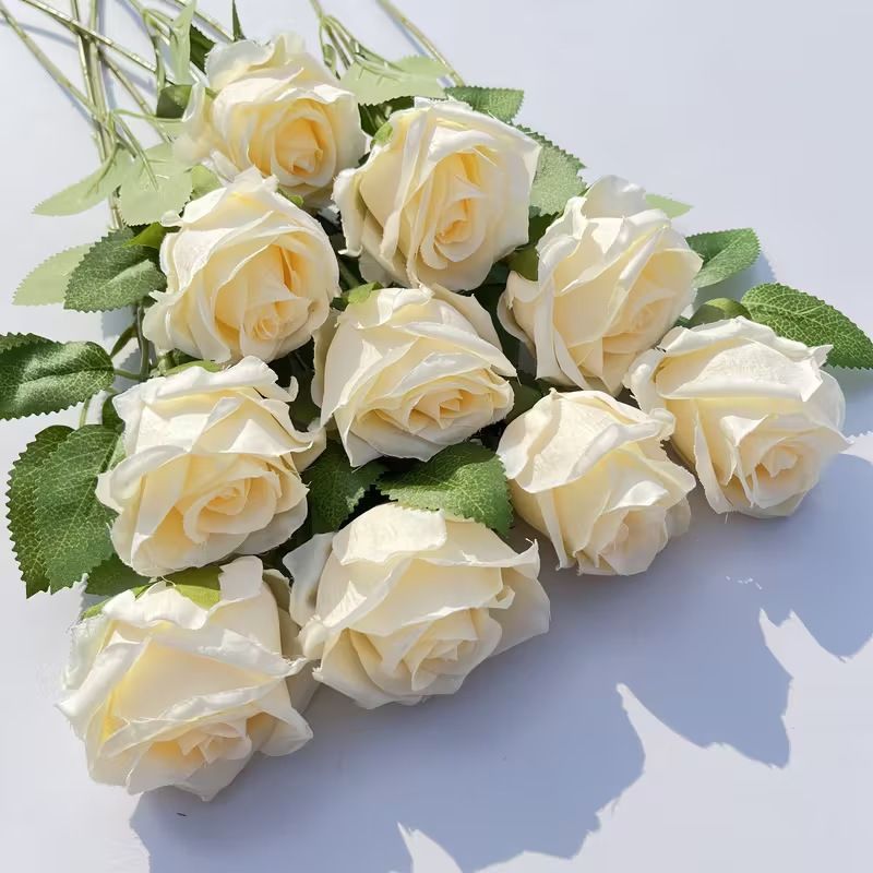 Artificial Silk Roses 25-Piece Bouquet Wedding Decorations Family Gathering - White - Size L — image 3