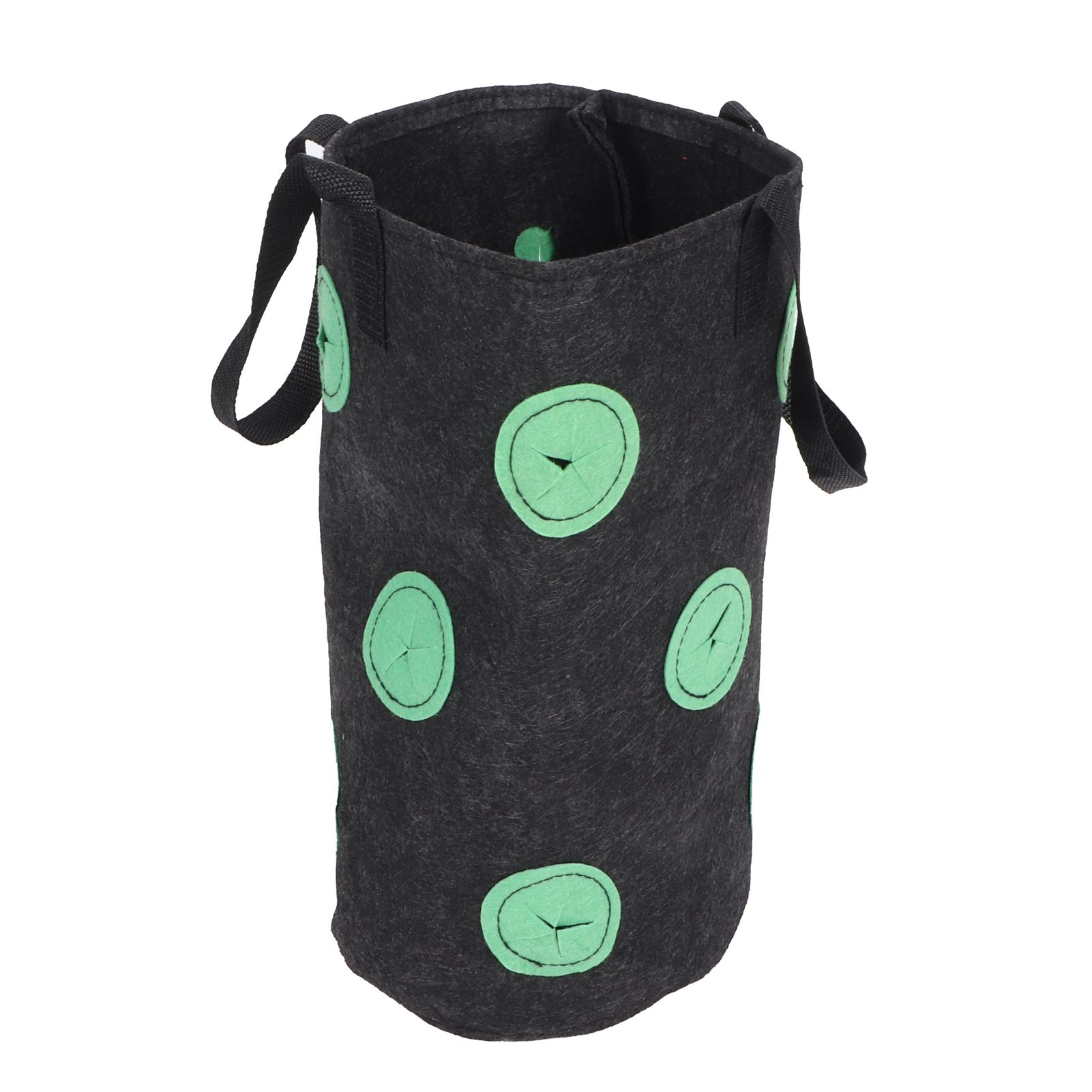 12 Holes Strawberry Planter Bag with Handles Portable Felt Plant Growing Bag for GardenBlack 20x35cm — image 3