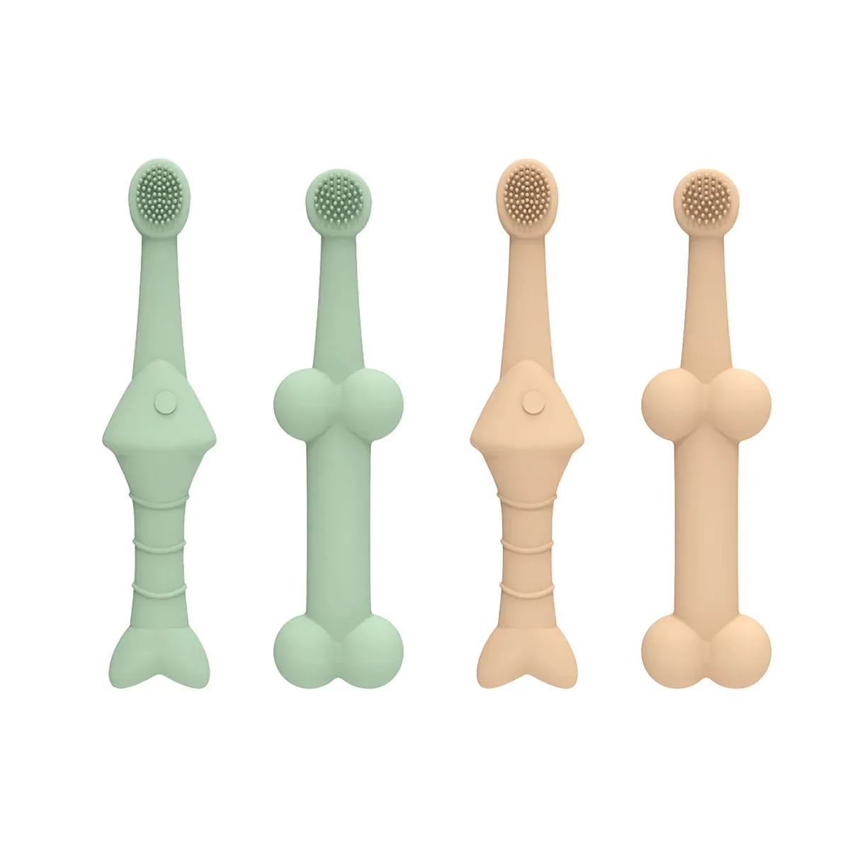 2PCS Pet Toothbrush Double for Dogs Cats Puppies Oral Hygiene Teeth Cleaning - Green — image 3
