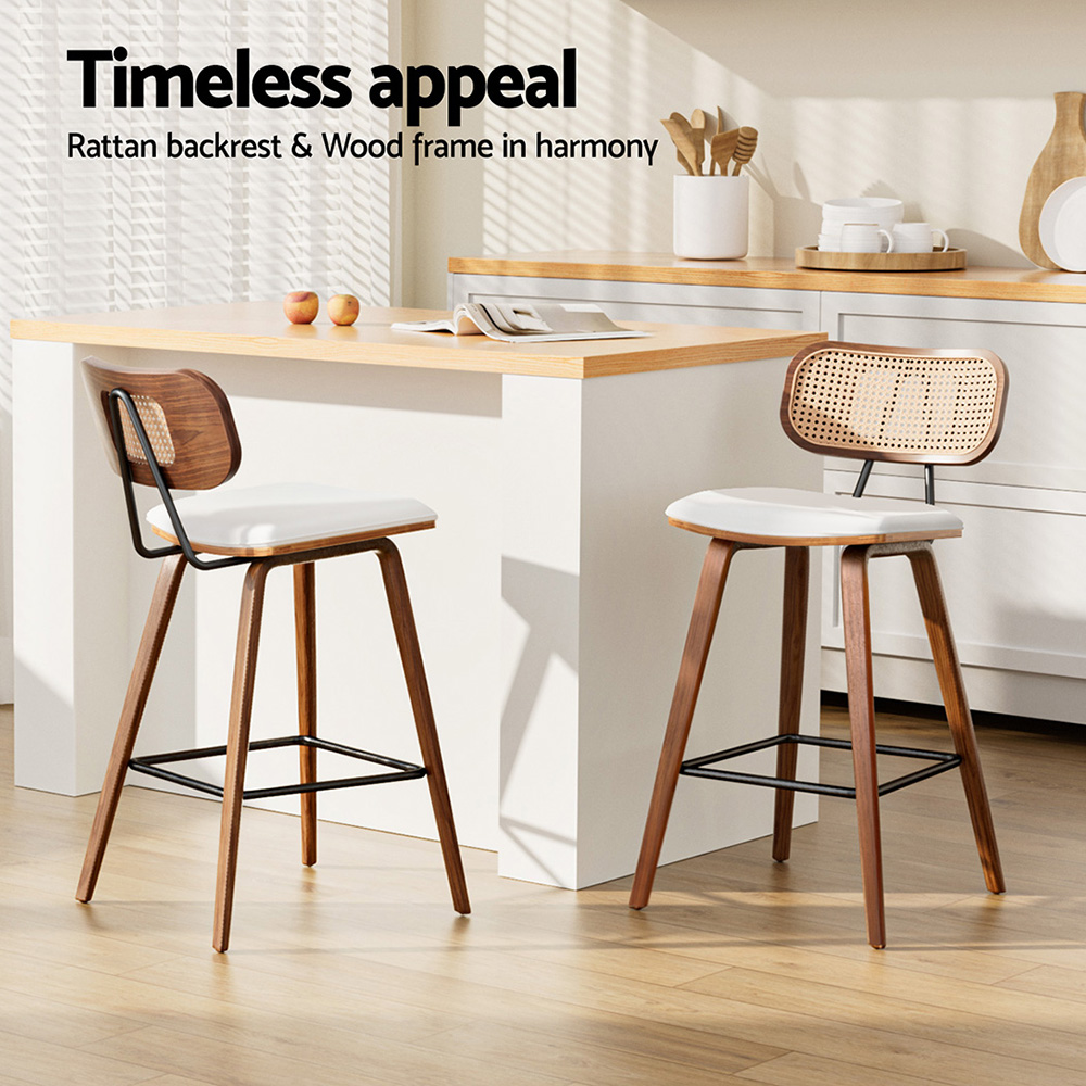 4x Artiss Bar Stools Kitchen Counter Rattan Chairs PU Leather Padding โ image 6