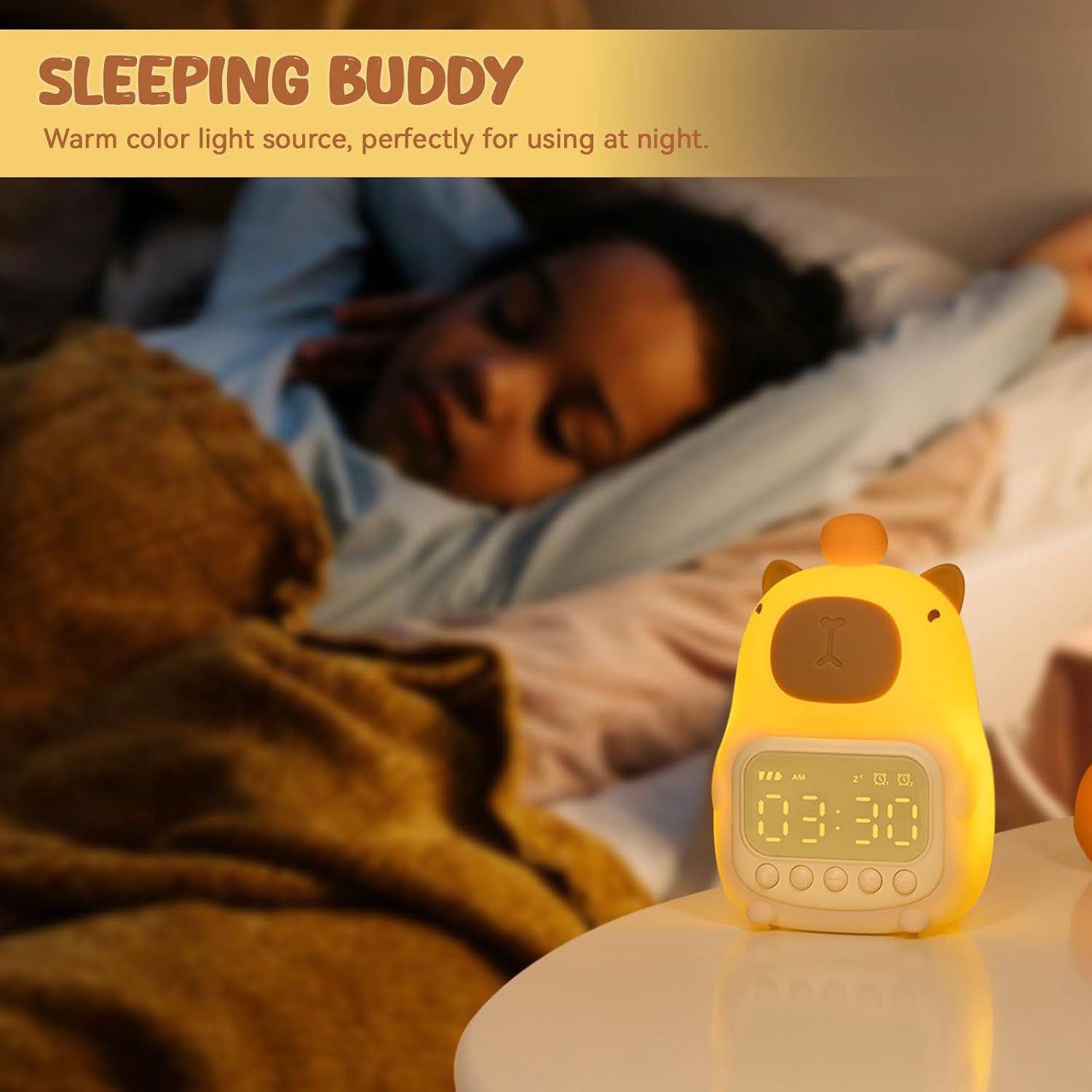Cute Nursery Lamp, Silicone Animal Kids Baby Night Light Rechargeable Tabletop Decoration Lamp, Capybara lamp for Baby, Kids — image 5