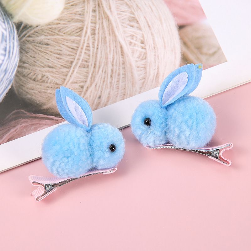 Cute cartoon rabbit hair clip three-dimensional soft plush rabbit hair clip suitable for fine hair to fix cute rabbit (5 pairs) — image 3