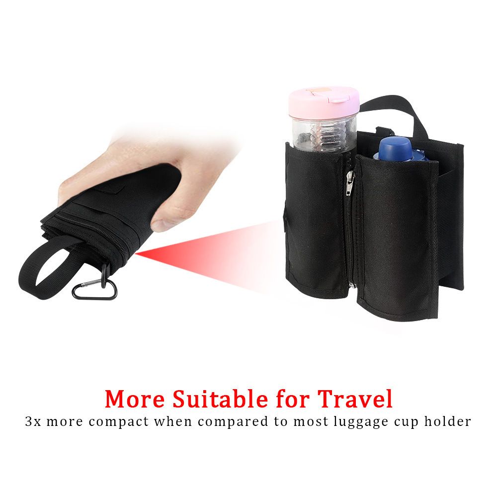 Luggage Cup Holder Travel Drink Bag for Suitcase Portable Foldable Luggage Drink Caddy With Handle (Black) — image 3
