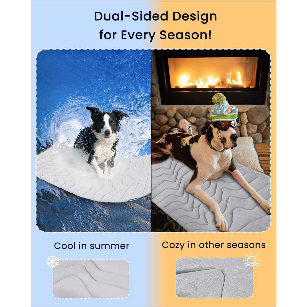 Pet Cooling Mat Self Cooling Pad for Dogs Cats Dual Sided Summer Sleeping Bed Grey Large (122x71cm) — image 3