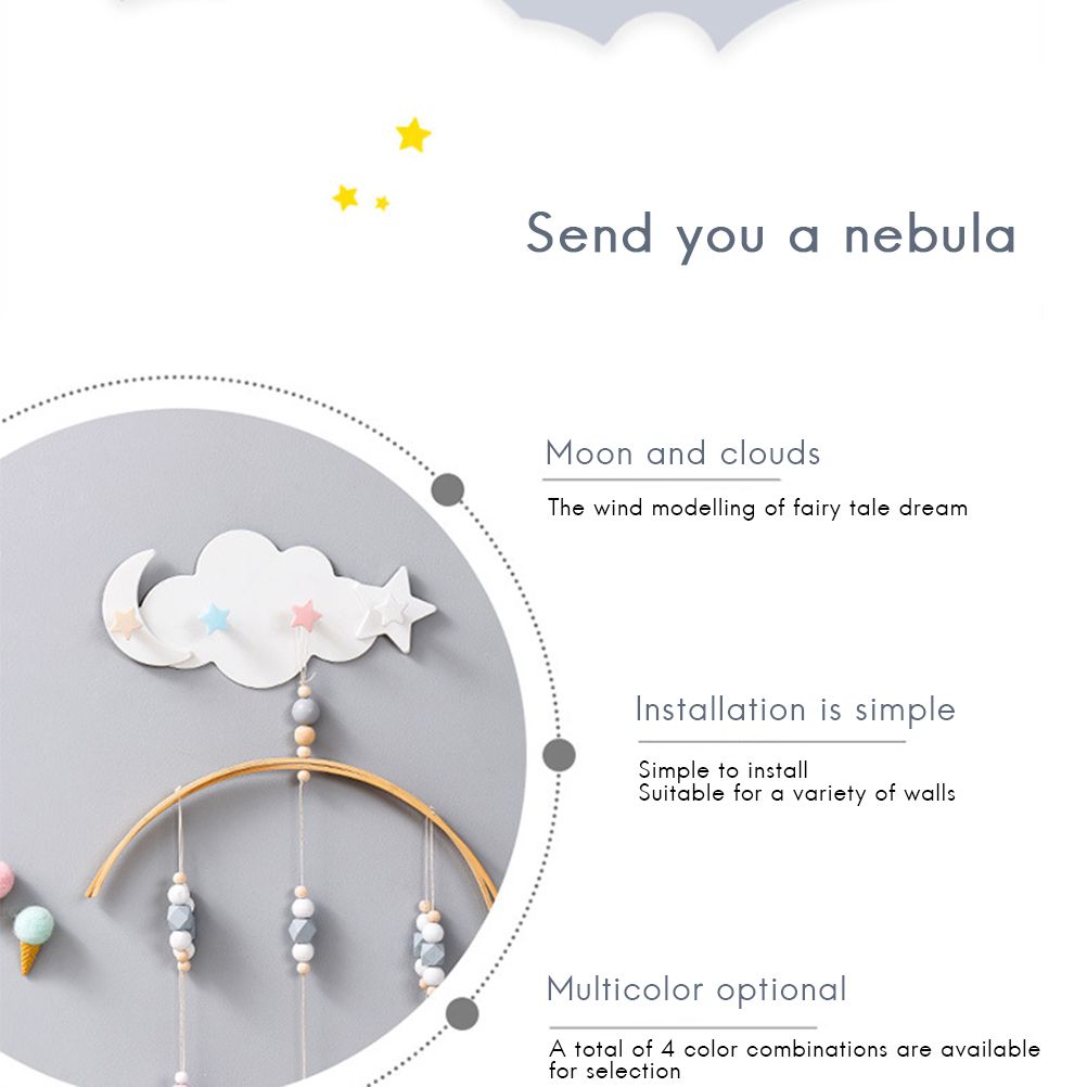 Cloud Moon Star Wall Mounted Hooks DIY Hanger Wall Decoration Children's Room Decor — image 3