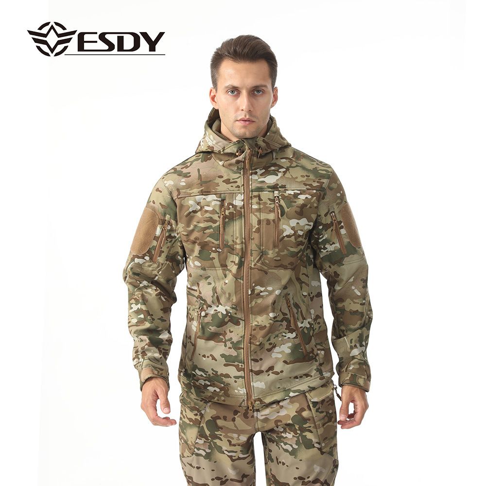 ESDY Men Soft Shell Windproof Jacket Outdoor Cc camouflage
