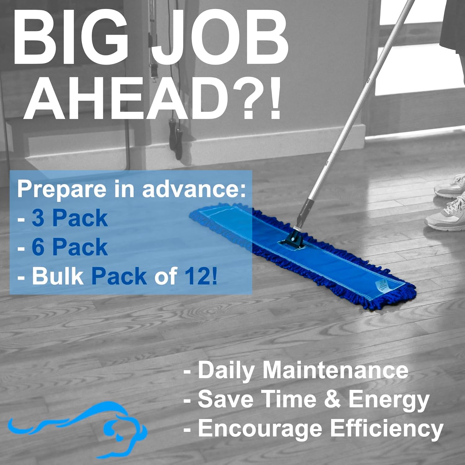 24 inch Microfiber Dust Mop | Medium Washable Commercial Mop Head Replacement, Pack of 3 — image 3