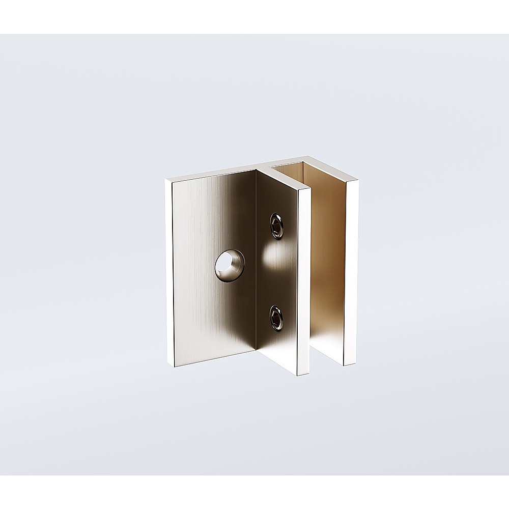 120cm Reeded Glass Shower Screen with Nickel F-Brackets and Floor F-Bracket โ image 6