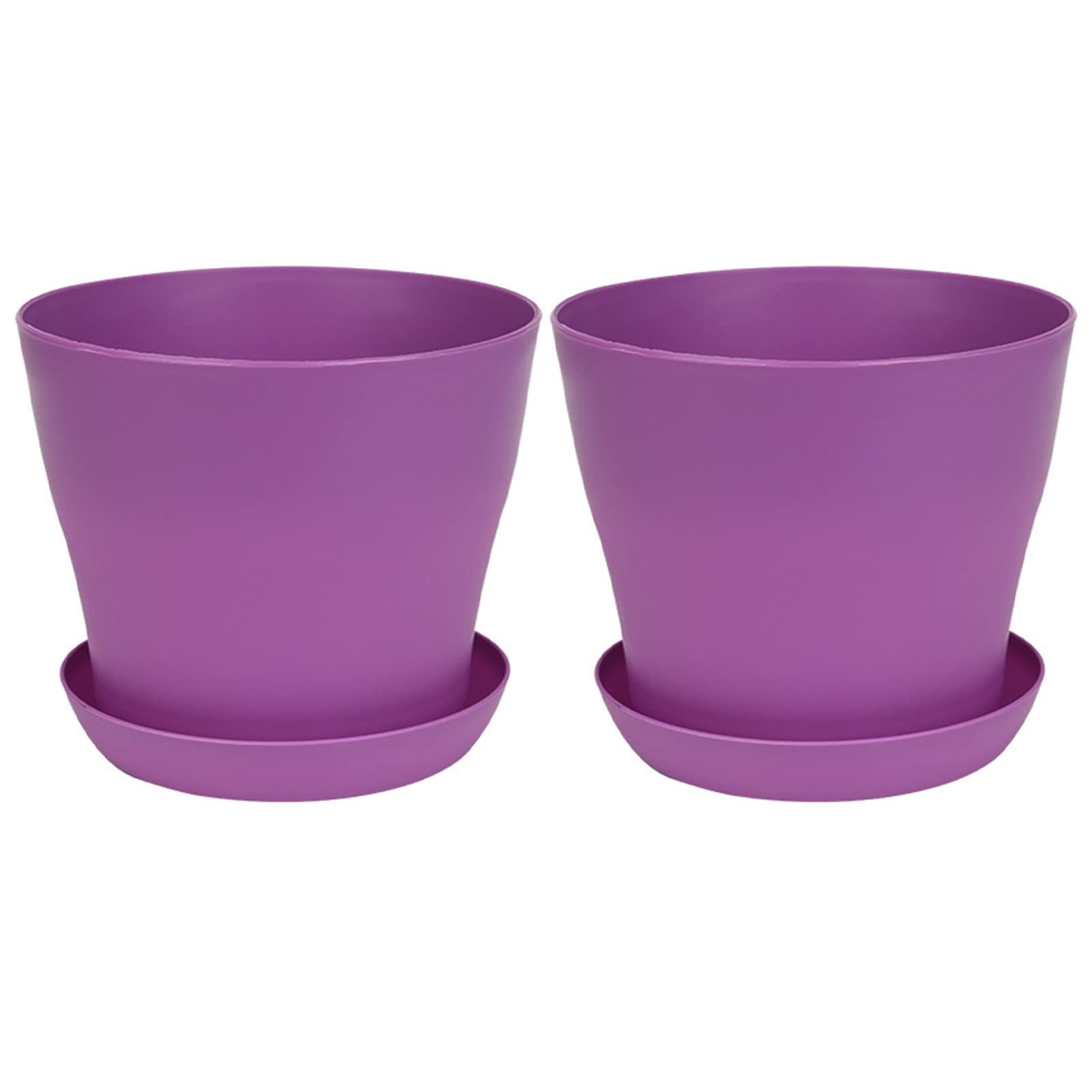 2Pcs Flower Pot with Saucer and Drainage Holes Garden Flower Pot Plant Container for Indoor Outdoor Decoration Purple โ image 5