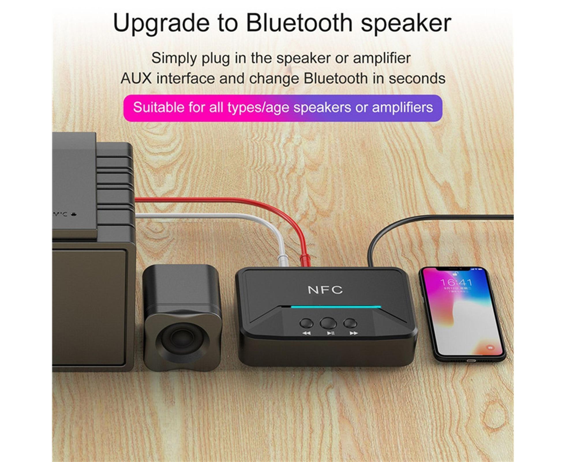 Car Wireless NFC Bluetooth-compatible 5.0 Receiver AV AUX HiFi Stereo Audio Music Adapter - Black — image 5