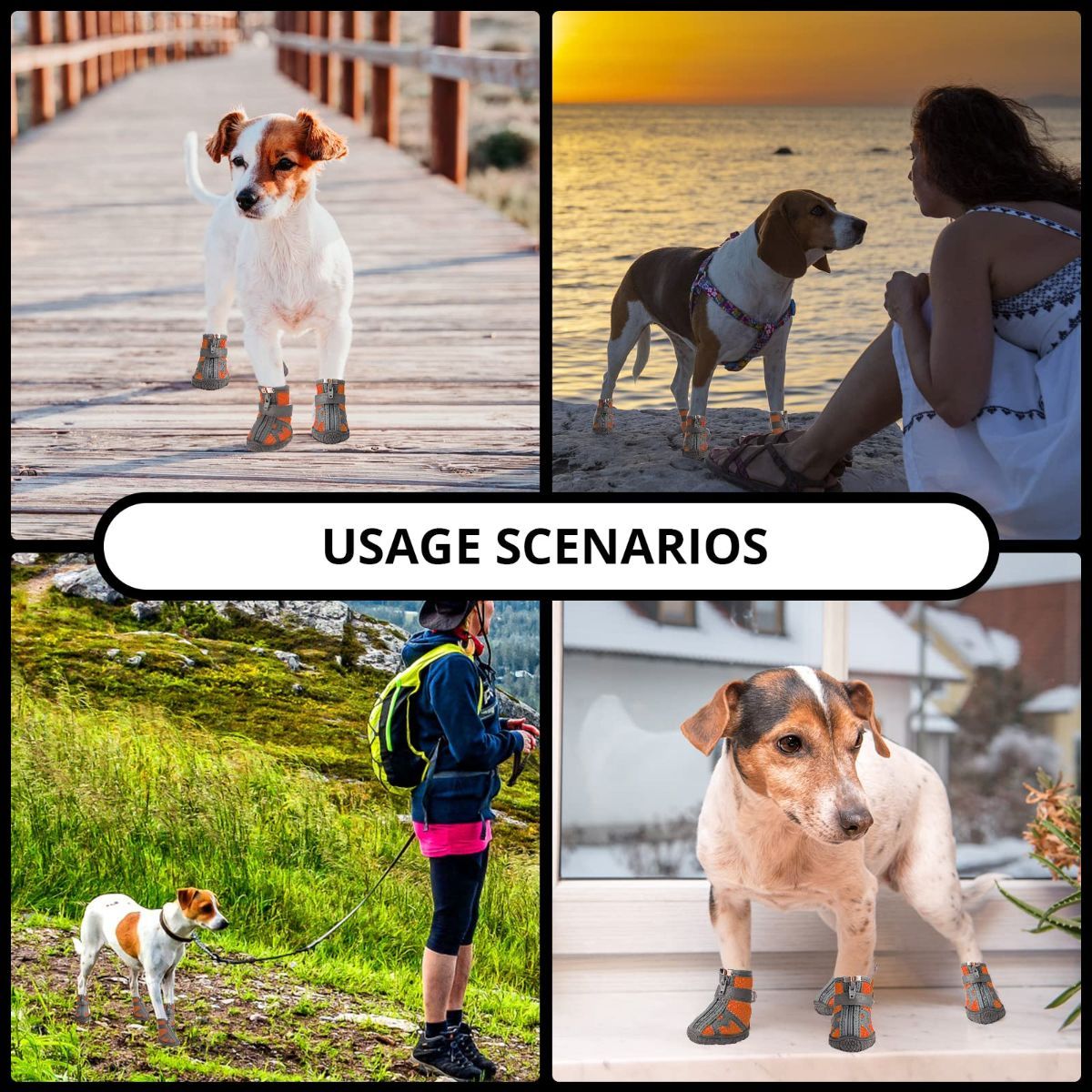 Dog Shoes for Small Medium Dogs Waterproof Puppy Dog Boots with Safety Reflective Dog Paw Protectors for Winter Hot Pavement Rainy Day with Anti Slip Rubber — image 4