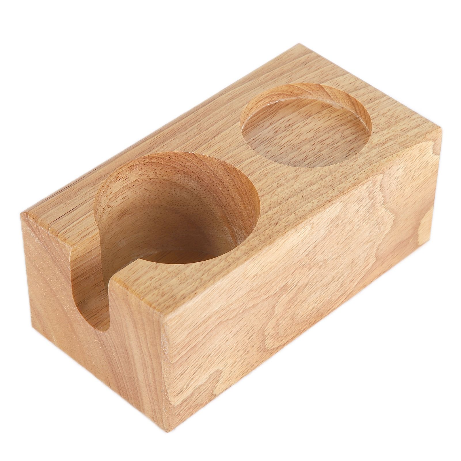 2‑Hole Wooden Tamper Base Natural Wood Color External Durable Tamping Station Handle Stand for Coffee Shop Home — image 5