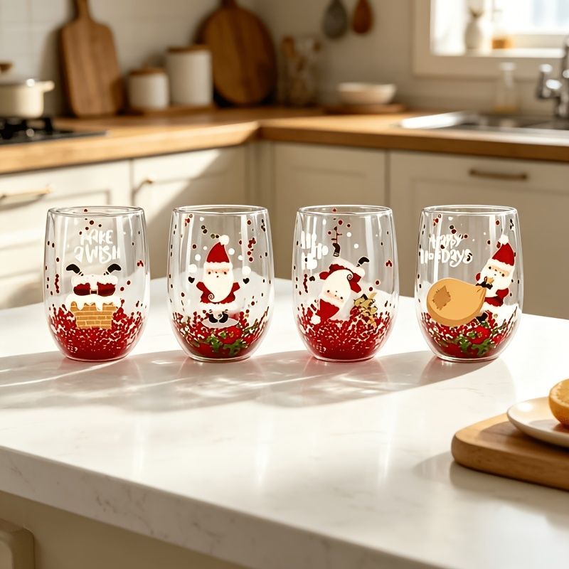 Christmas glass set, double walled glasses, borosilicate glass, festive drinkware, holiday gift, Australian Christmas, thermal insulated glasses, reusable โ image 5