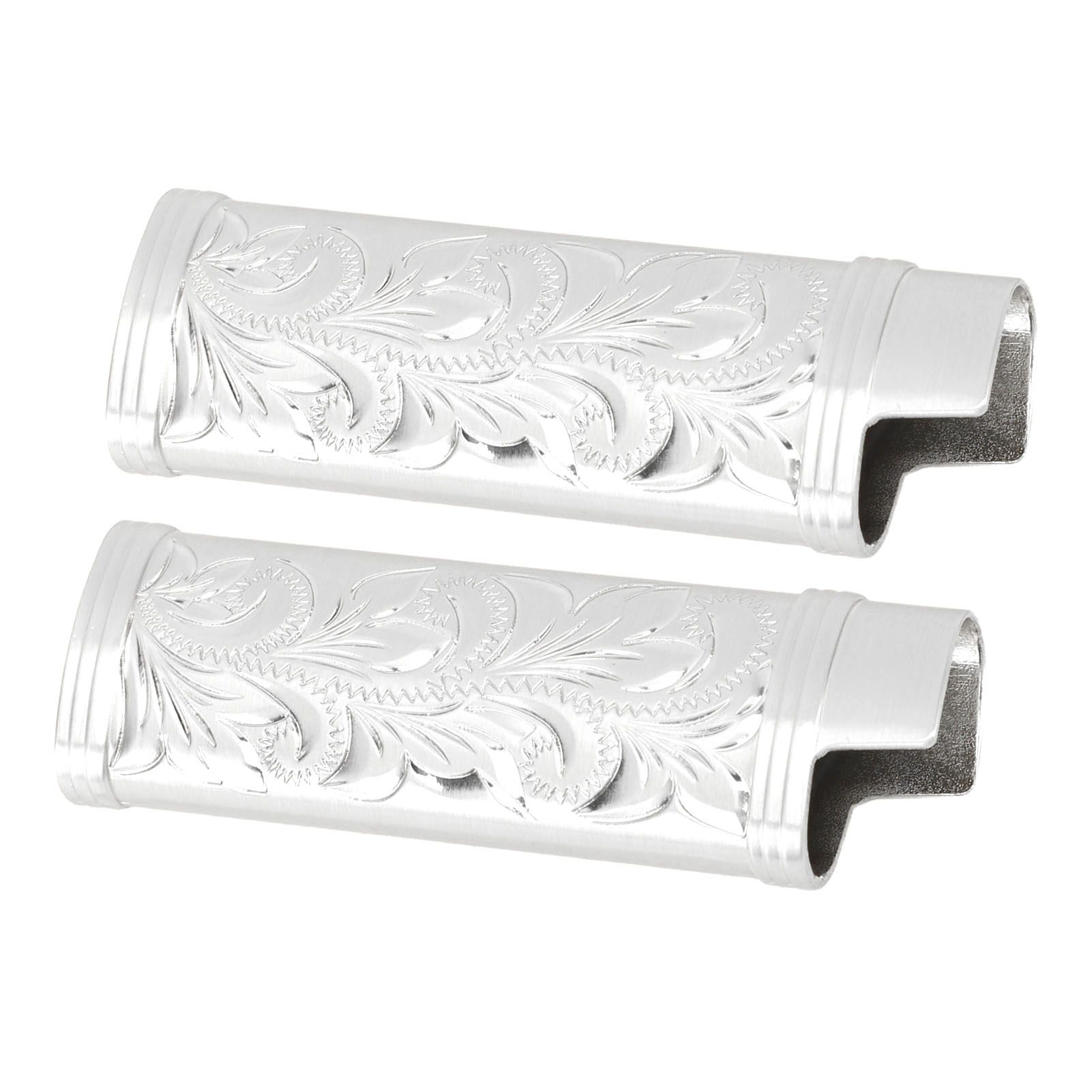2Pcs Lighter Case Zinc Alloy Lighter Storage Container Floral Pattern for Outdoor Camping Hiking Silver โ image 4