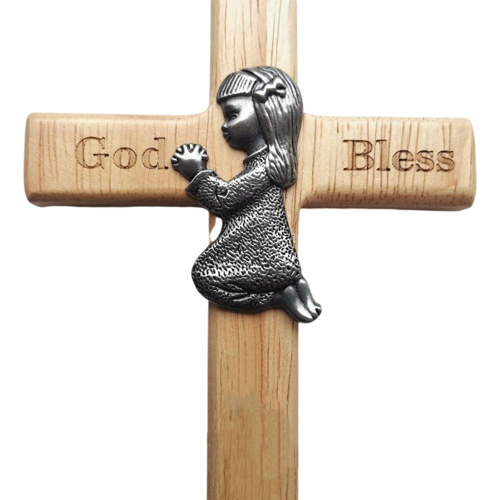 Praying Little Boy Wood Cross Wooden Blessing Cross Christmas Decoration Crafts Gifts for Newborns or Children — image 4