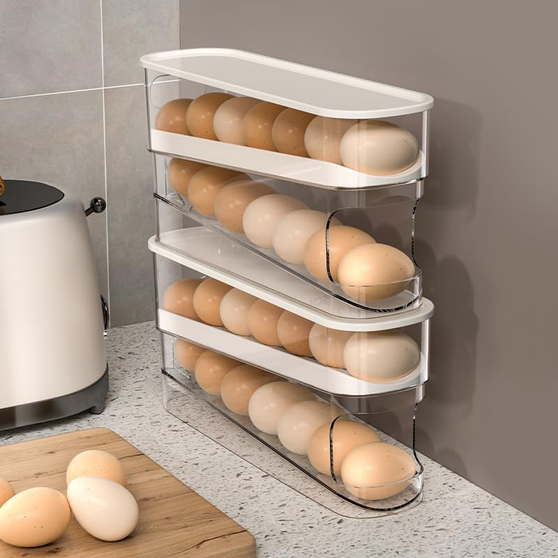 Egg Storage for Fridge, Space-Saving Rolling Eggs Dispenser for Refrigerator Storage, Made of Sturdy, Clear PTE Material, Holds 12 Large Eggs — image 5