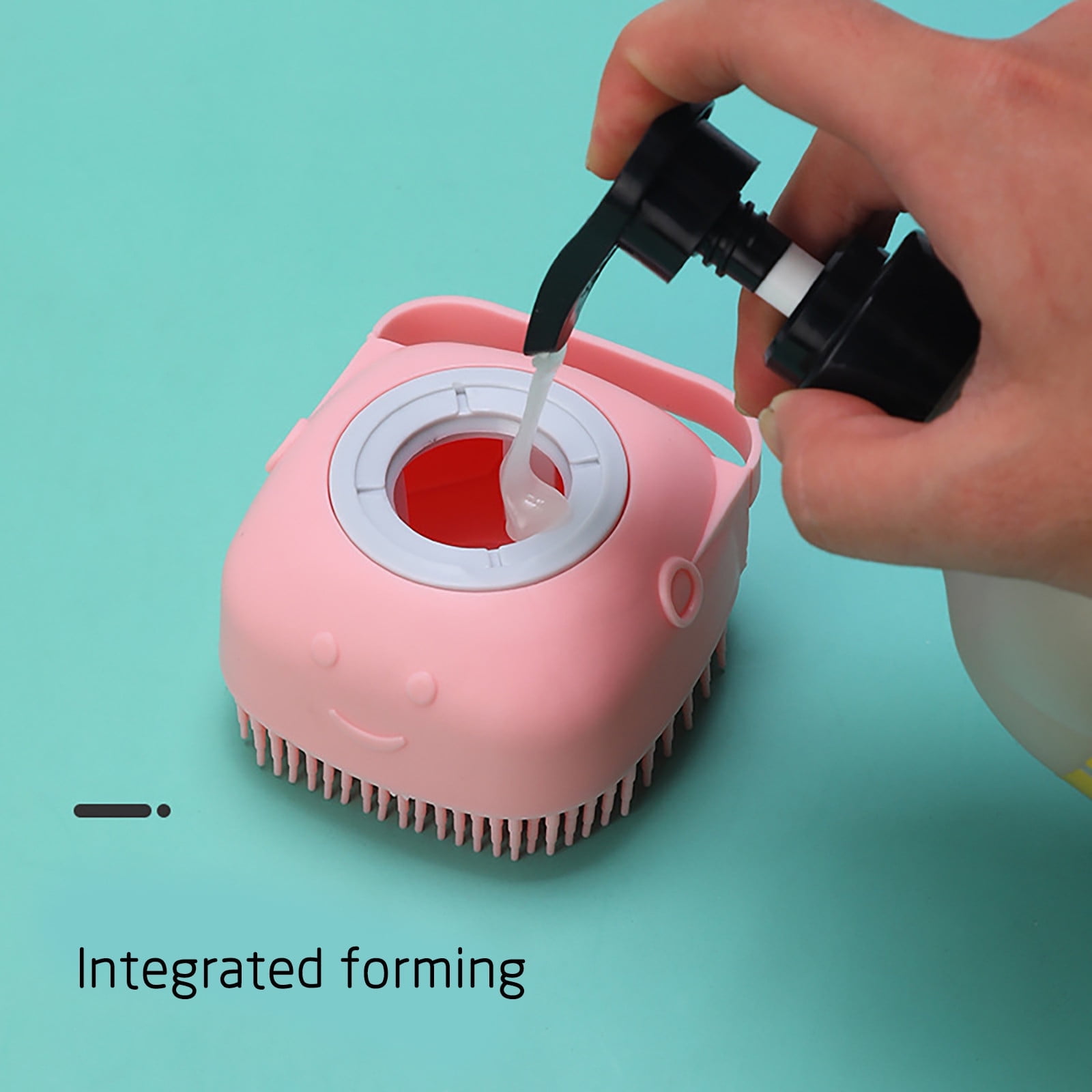 Dog Bath Brush, Pet Massage Brush, Shampoo Dispenser, Soft Silicone Brush, Rubber Bristle for Dogs and Cats Shower, Soft Pet Rub Back Brush, Shower Brush Blue โ image 2