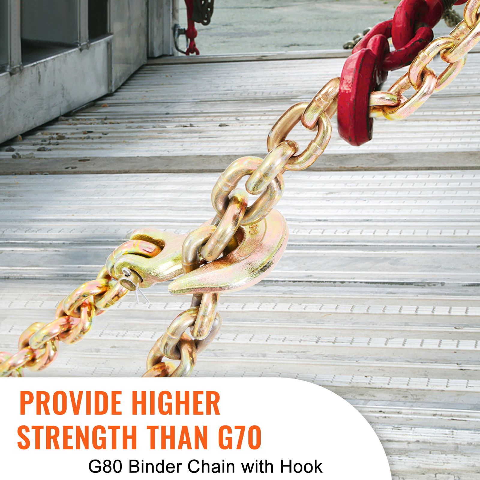 Transport Binder Chain, 220 kg Working Load Limit, 3/8'' x 20' G80 Tow Chain Tie Down with Grab Hooks, DOT Certified, Galvanized Coating Manganese Steel for โ image 2