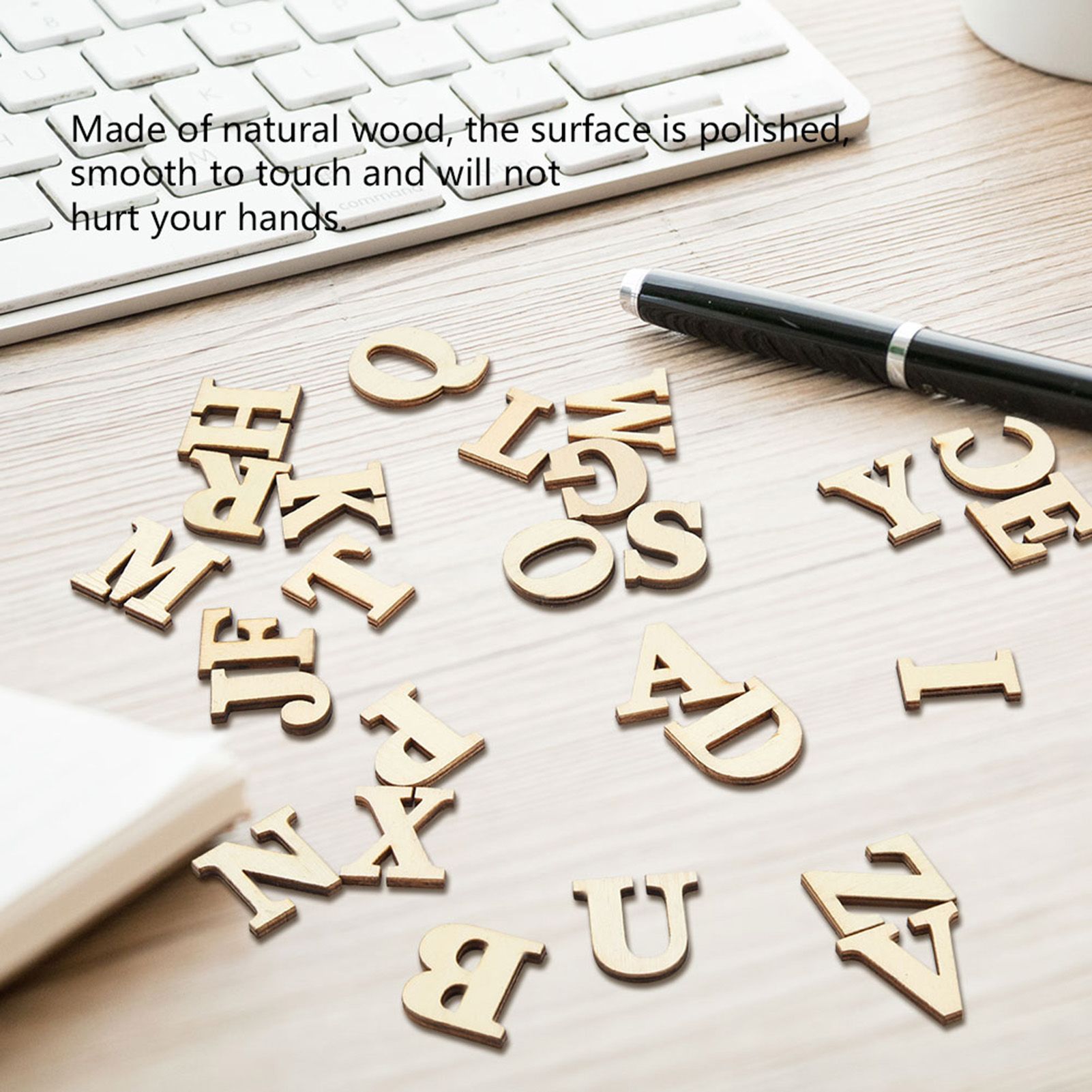 Wooden Self adhesive Numbers Letters for DIY Art Crafts Decor Children Gift (Letters A-Z) — image 5
