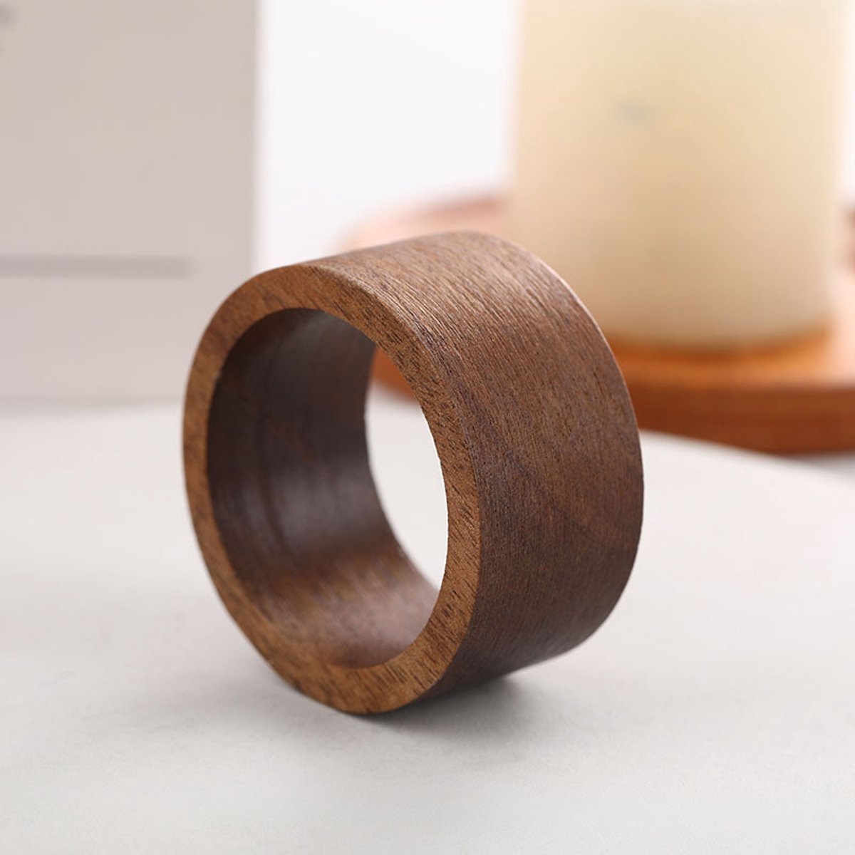 Handmade Round Wooden Napkin Rings - Set of 12 - 2.5 x 5 cm - Wooden Napkin Ring - For Paper and Cloth Napkins - Napkin Ring for Table Decoration — image 5