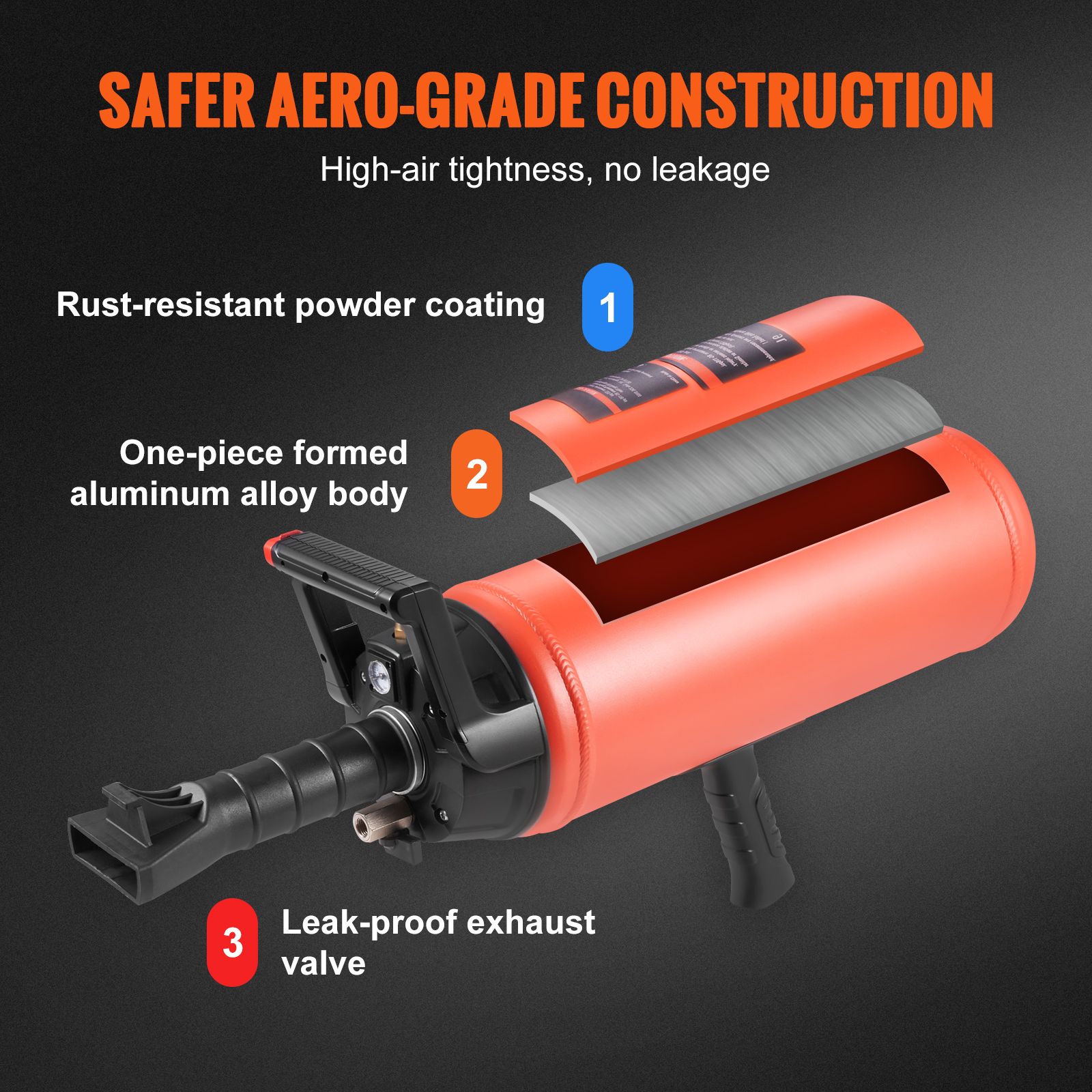 Tire Bead Seater, 2.4 Gal/9 L Air Tire Bead Blaster, 150 PSI Handheld Bead Bazooka, Portable Tire Inflator Tool, 87-116 PSI Operating Pressure for Tractor — image 4