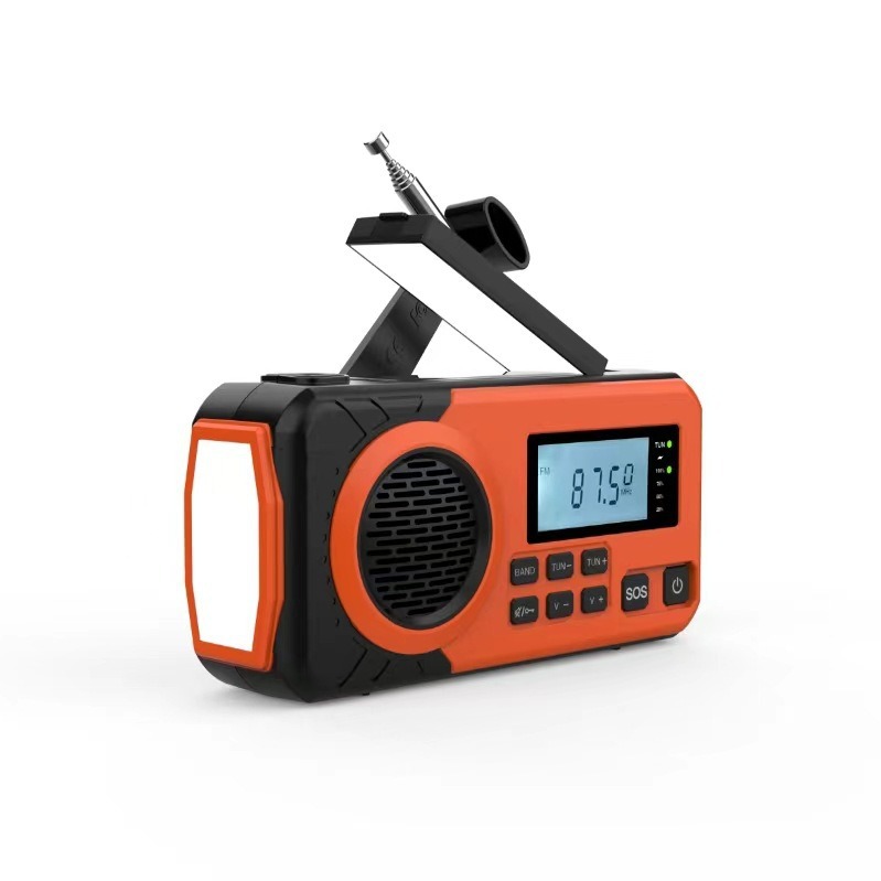 Emergency Radio Solar Hand Crank Portable Rechargeable Battery Powered Orange — image 2
