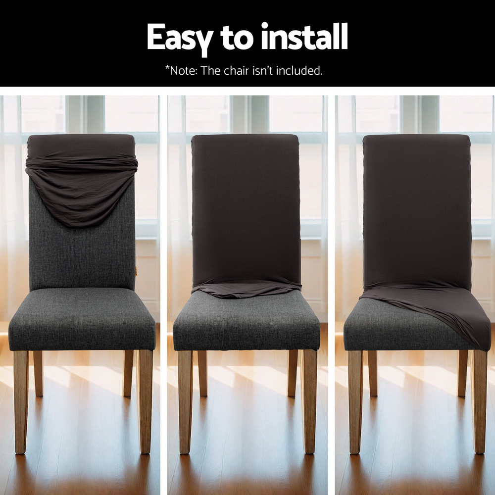 Artiss Dining Chair Covers 4x Slipcovers Spandex Stretch Banquet Party Dark Grey — image 6