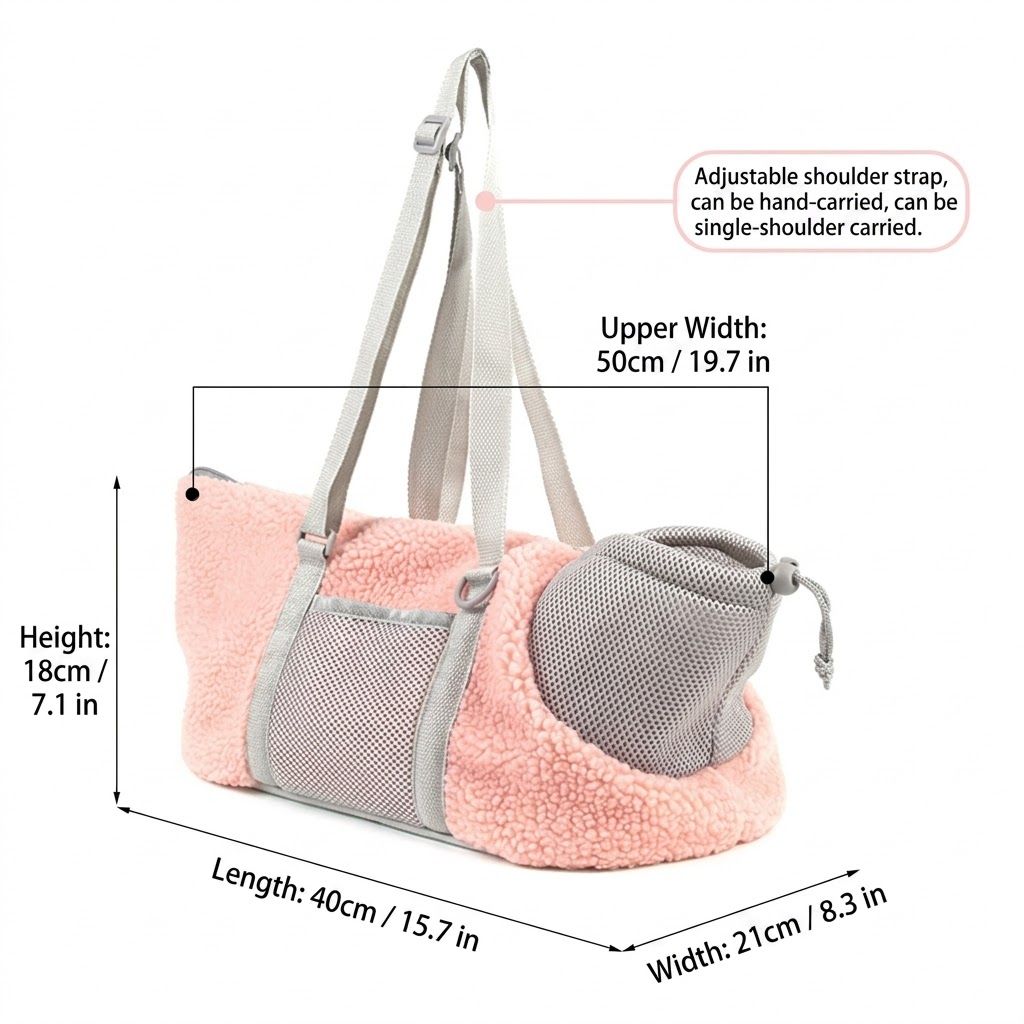 Cozy Winter Pet Carrier for Small Dogs and Cats — Warm Fleece-Lined Travel Bag with Breathable Mesh, Adjustable Shoulder Strap, and Foldable Design — image 2