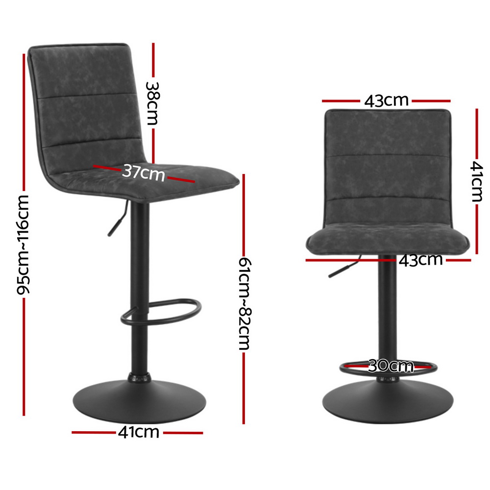 Artiss 4x Bar Stools Gas Lift Vintage Leather Grey — image 2