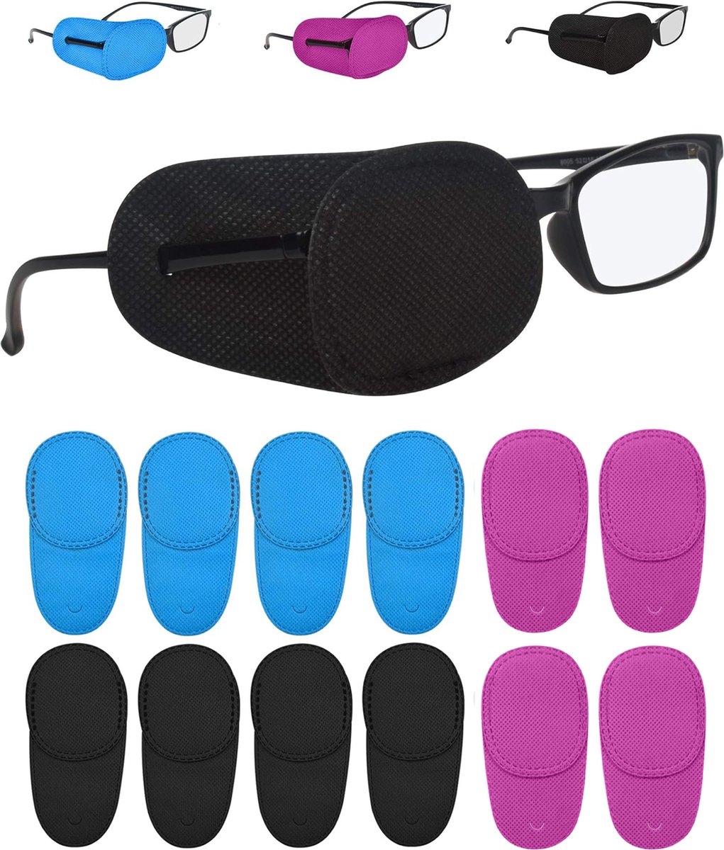 Eye Patch - 12 Pieces - Eye Patch - Eye Treatment - Reusable - For Lazy Eye Or After Surgery - Laser Eye Surgery - Lazy Eye - Amblyopia - Strabismus - Improve