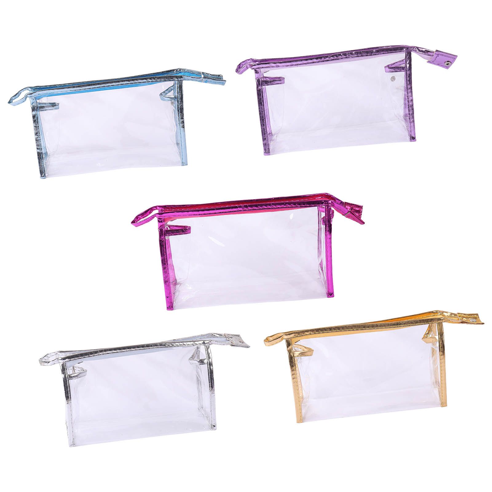 5PCS Clear Cosmetic Bag Five Colors Transparent Fashion PU Leather Handbag Makeup Bag Travel Storage Bag — image 4