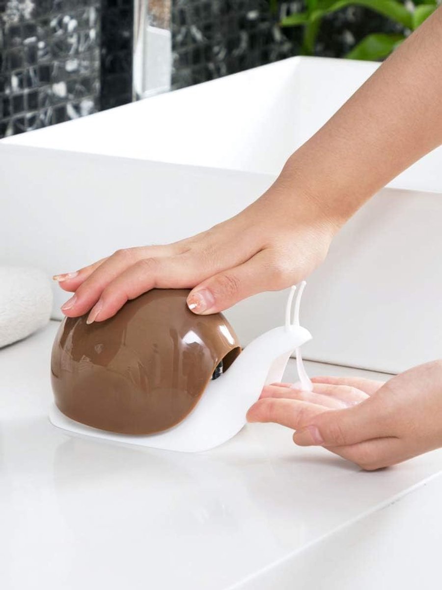 Soap dispenser - Cute soap dispenser in the shape of a snail, suitable for kitchens, bathrooms, etc. (120 ml) (brown) — image 4