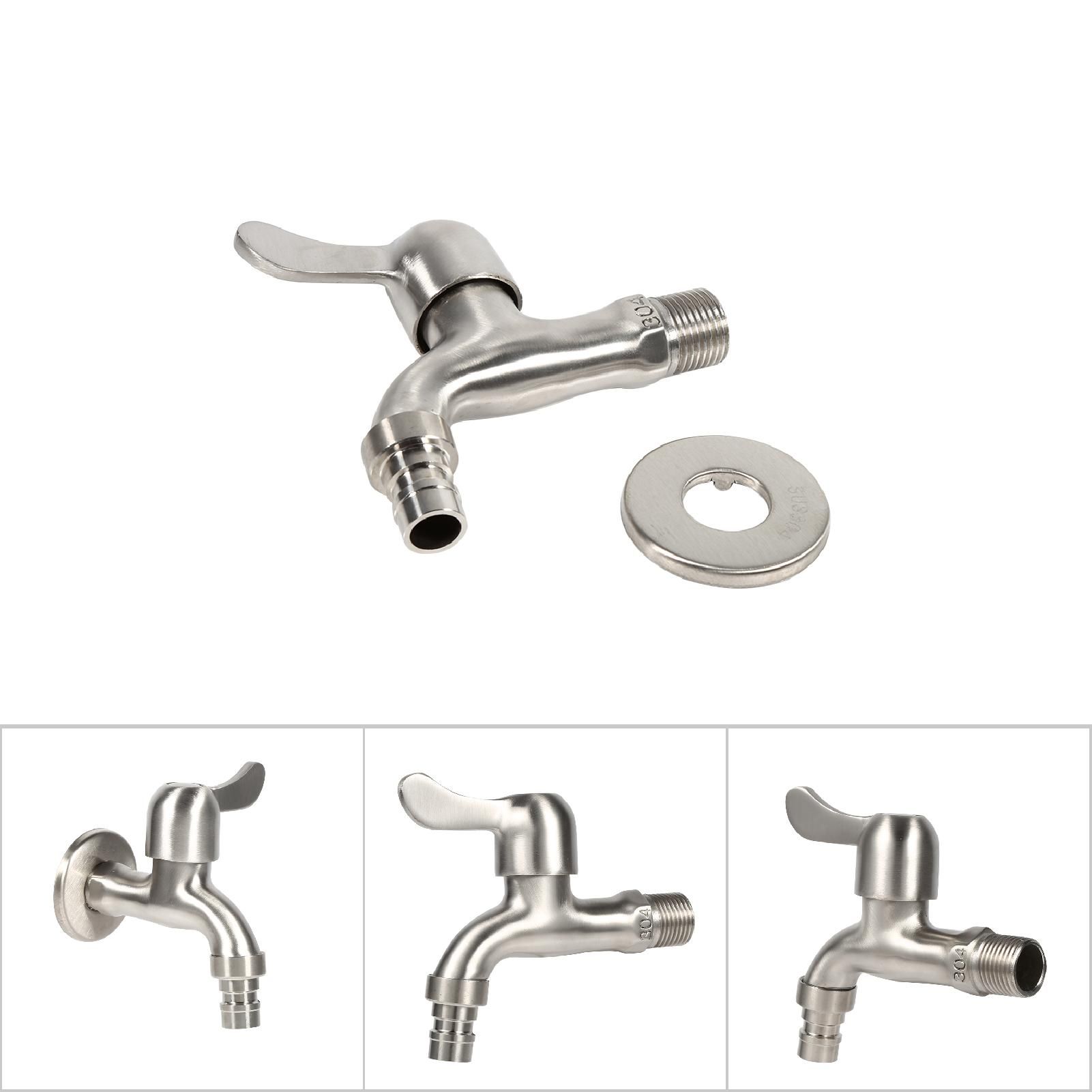 G1/2'' Washing Machine Tub Tap 304 Stainless Steel Chrome Clod Water Faucet (Sharp Mouth) — image 6