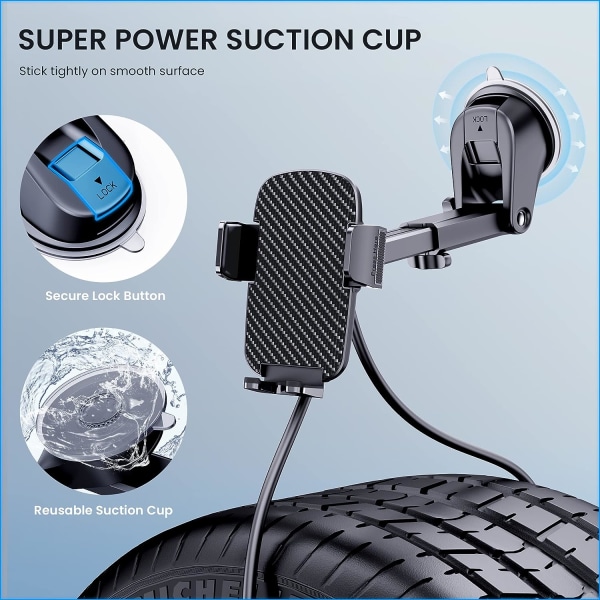 Universal Car Phone Holder with Military Suction Cup, 360° Rotation, Dashboard Mount for GPS /u0026 Phones — image 3