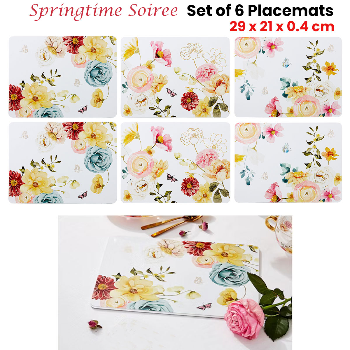 Ashdene Set of 6 Springtime Soiree Table Placemats 29x21x0.4 cm โ image 2