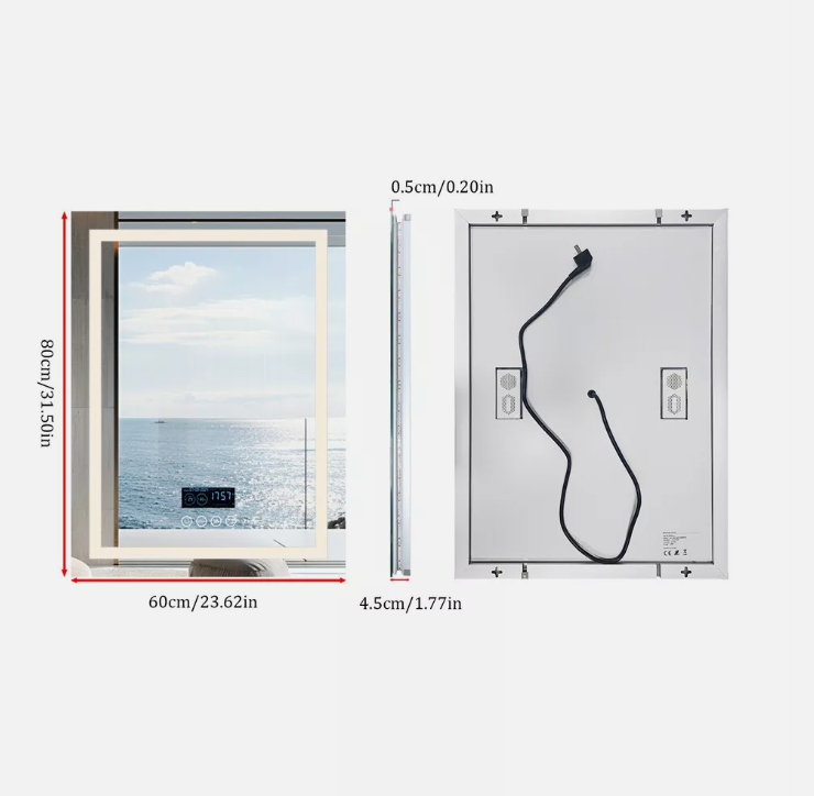 Interior Ave - 60 × 80cm Rectangle Frameless LED Bathroom Mirror – Bluetooth — image 5