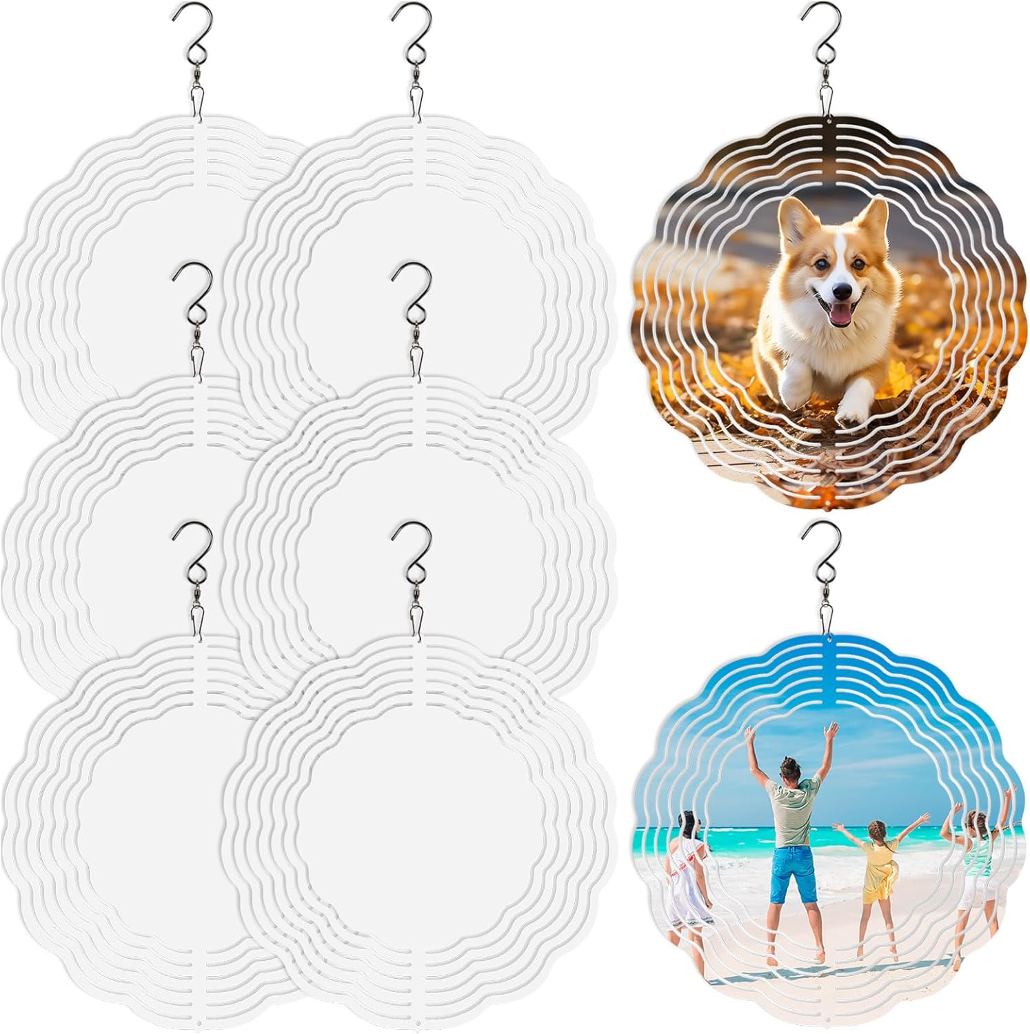 8 Pcs Sublimation Wind Spinner Blanks 8 Inch Bulk Aluminum Metal Sublimation Blanks Product Heat Press Transfer Outdoor Garden Decoration Sublimation Blank