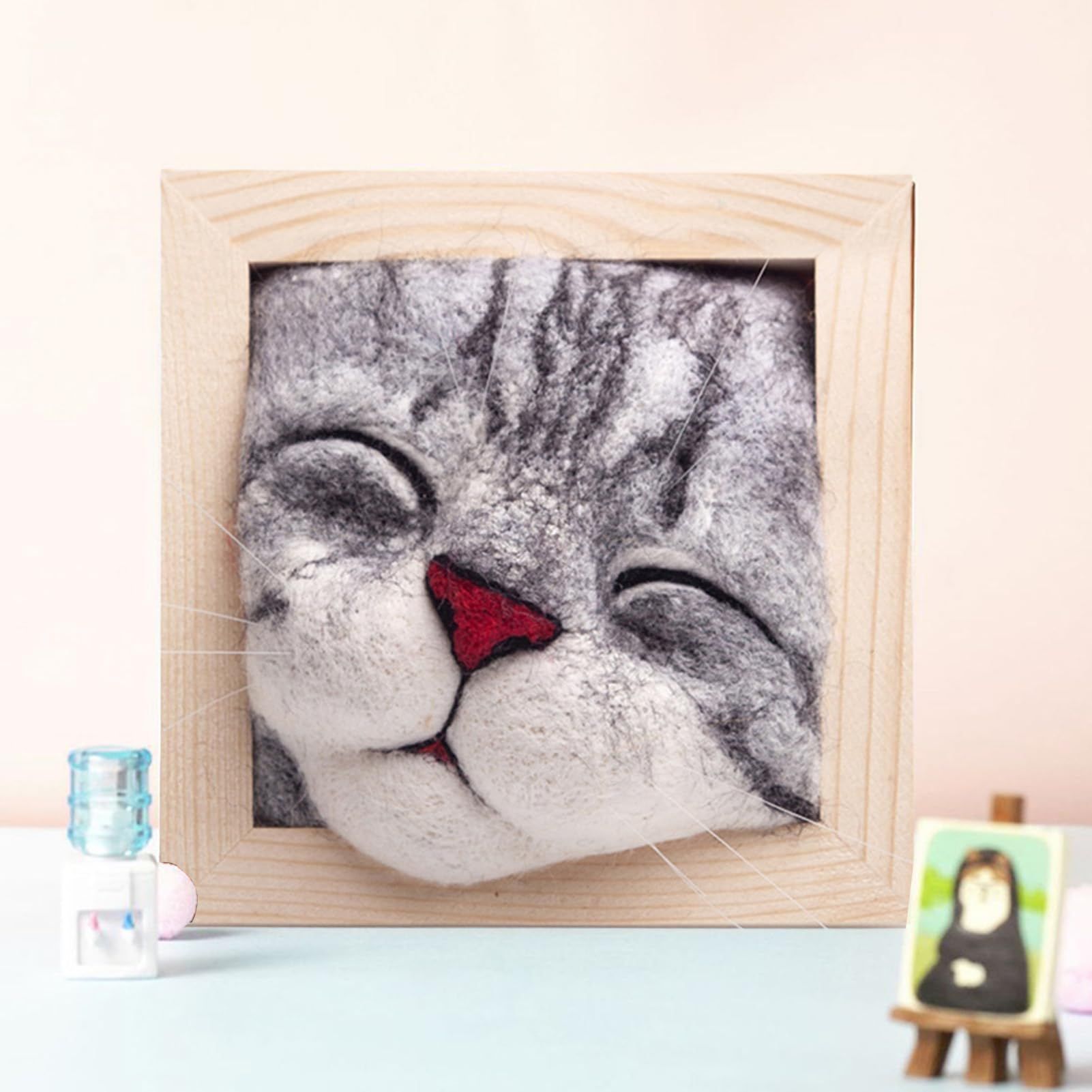 Cat Head Photo Frame Ornaments Knitting Kit - Lovely Cat Decor & Wool Felt Cat Plush Toy Kit for DIY for Birthday Gifts โ image 5