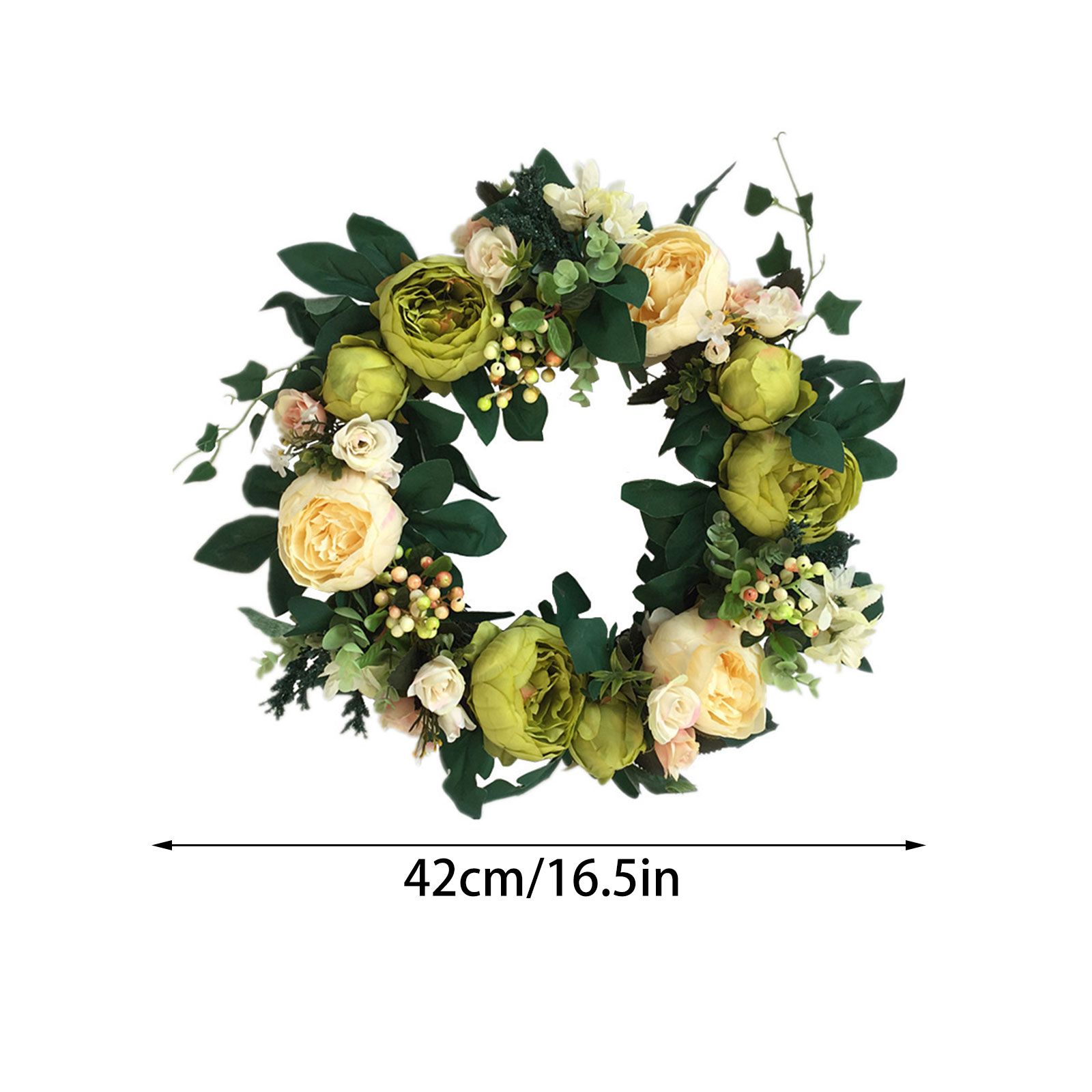 Front Door Wreath 16.5in Diameter Artificial Flowers Bright Colors Wall Floral Wreath for Decoration — image 5